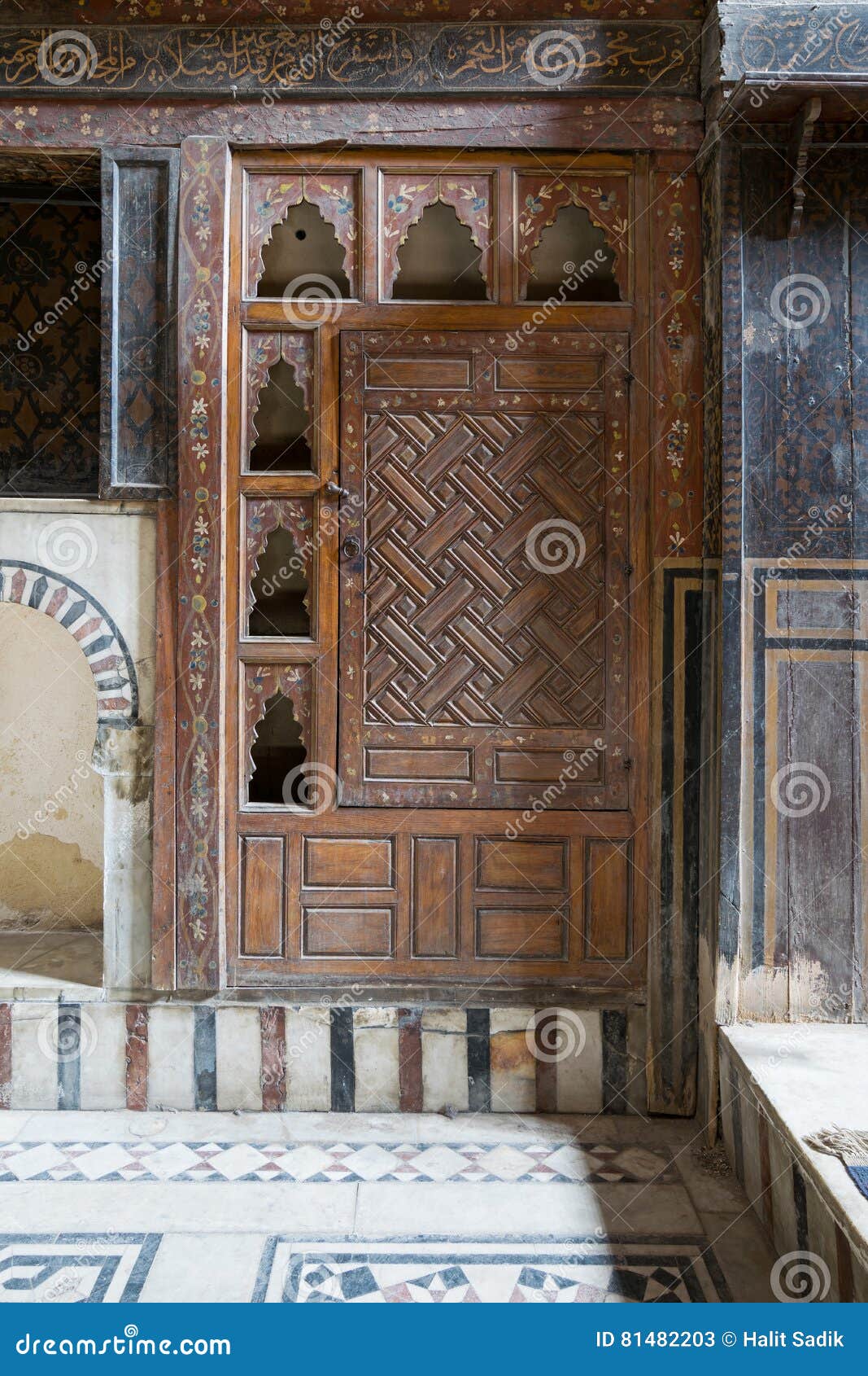 embedded wooden ornate cupboard,el sehemy house, old cairo, egypt