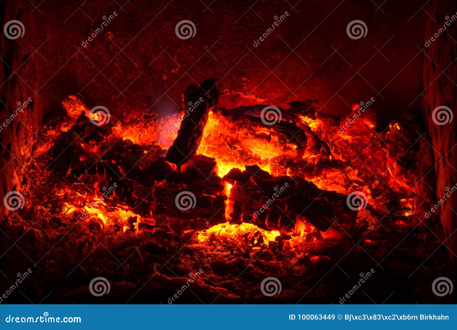 Embers with Burned Logs and Ashes in a Fireplace Stock Image Image of