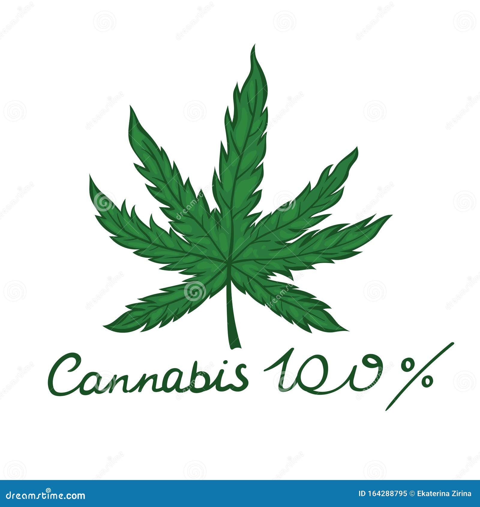 Emblem of 100 Cannabis Isolated on a White Background. Vector Graphics