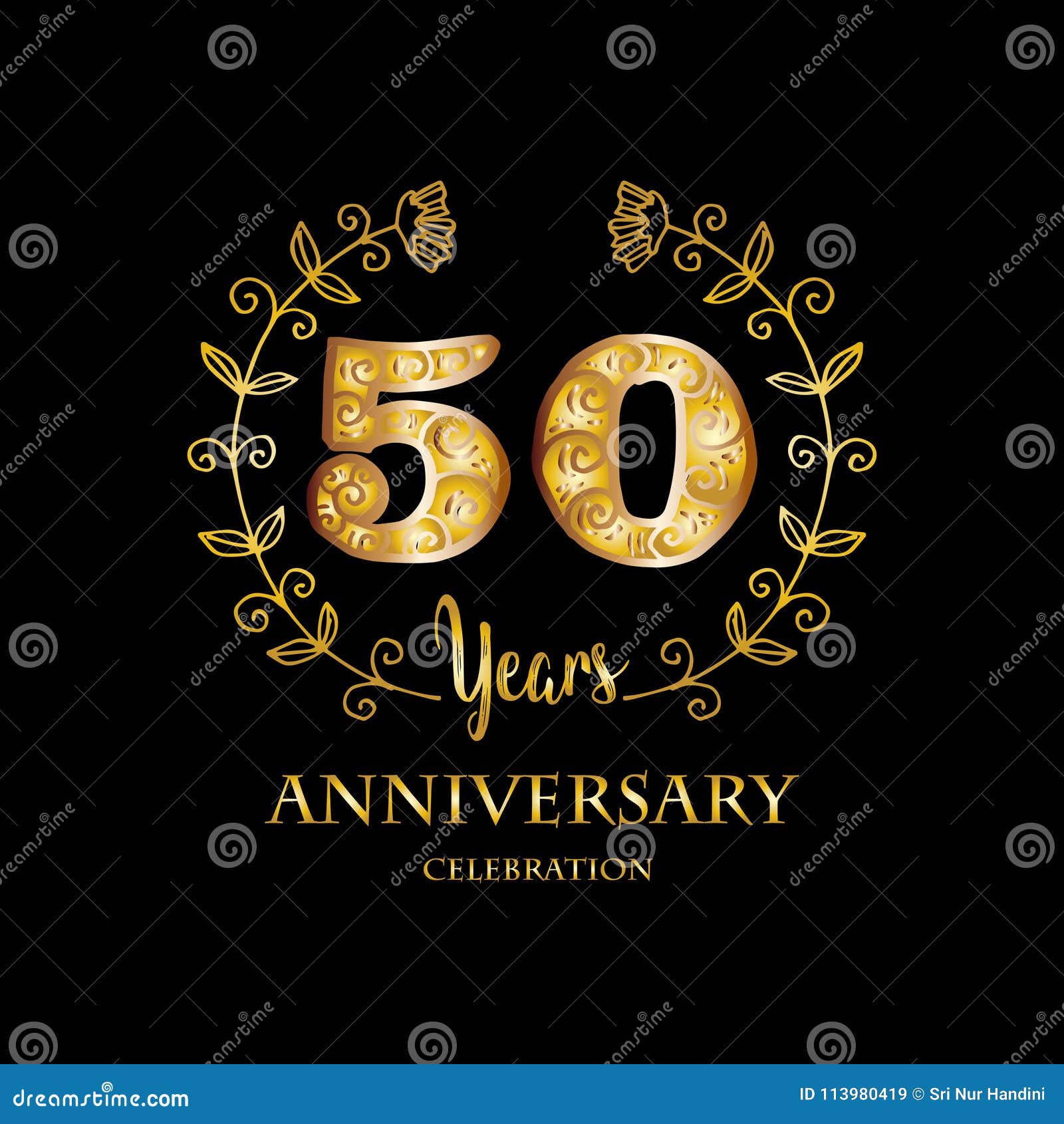 Emblem of Fiftieth Anniversary Stock Illustration - Illustration of ...