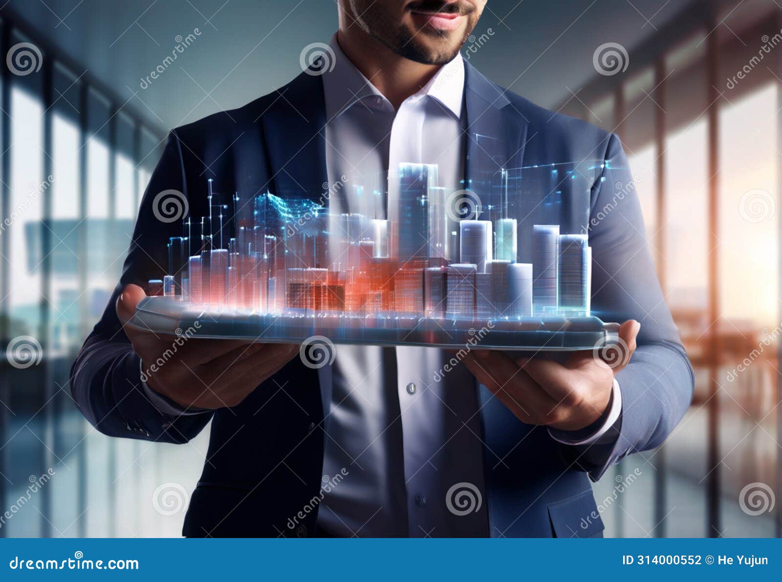 emblem of future technology and business fusion