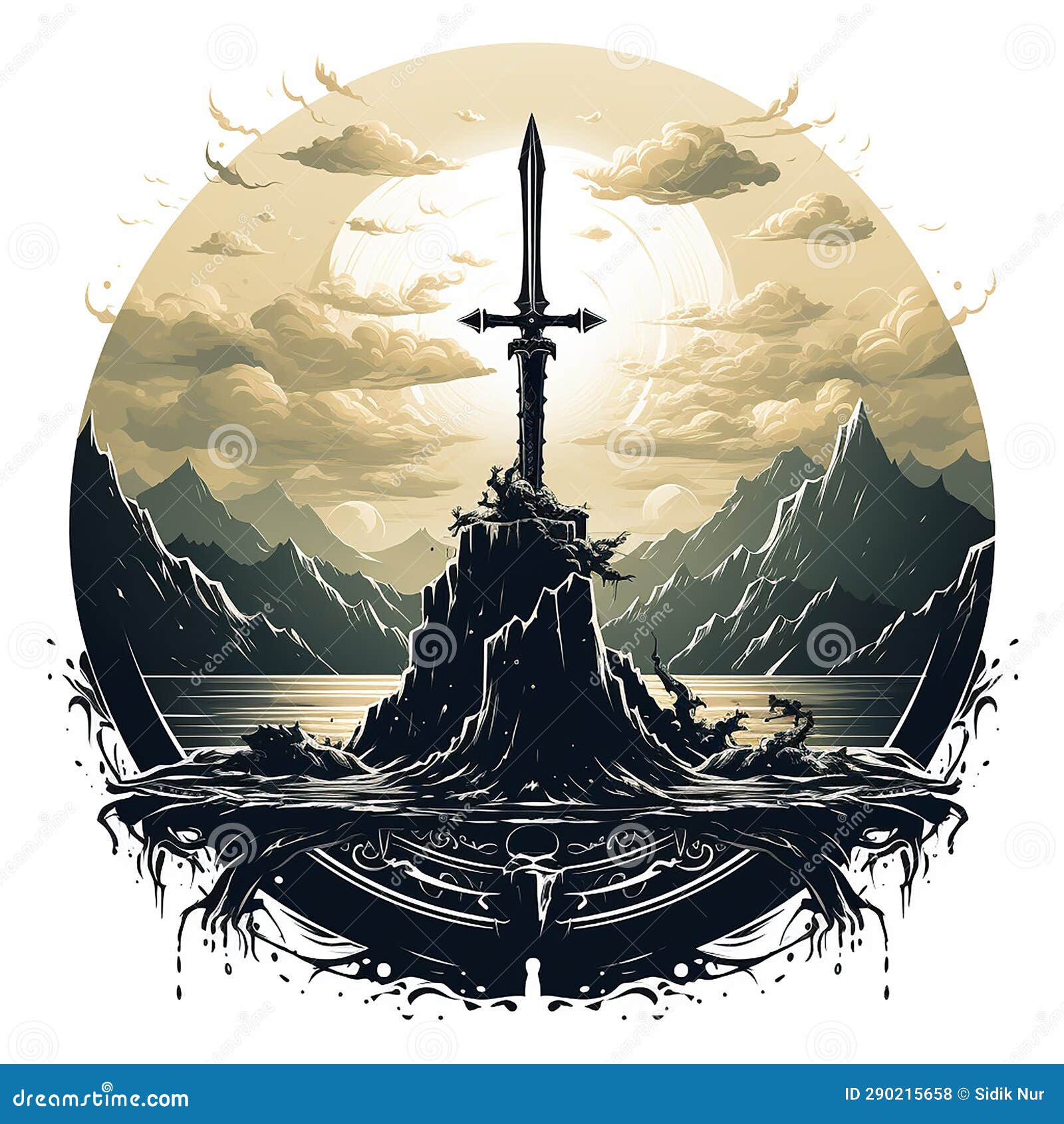 Emblem Illustration in Silver Circle, Logo Stock Illustration