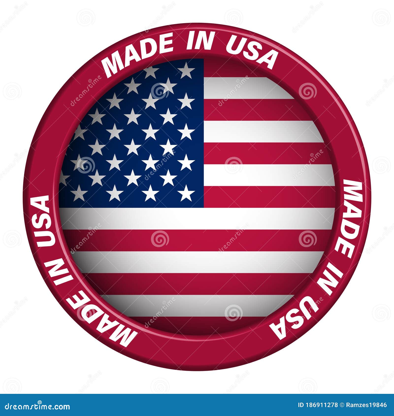 Emblem Made In Usa, Label With Ribbon In American Flag Colors. Festive ...