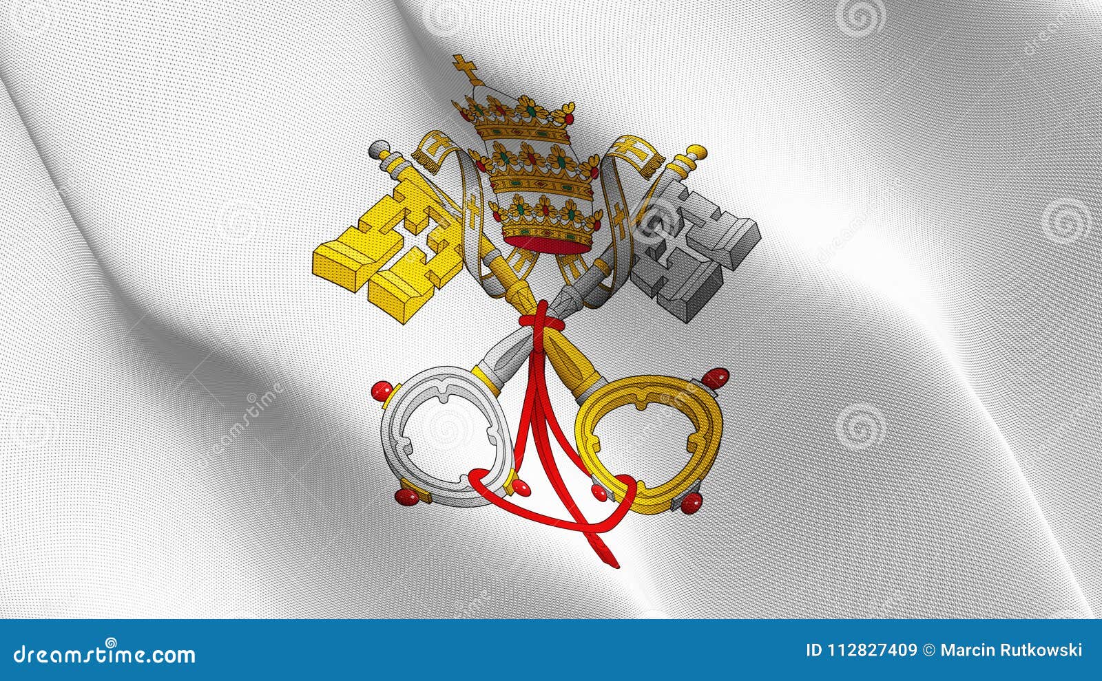 emblem of papacy flag waving on wind.