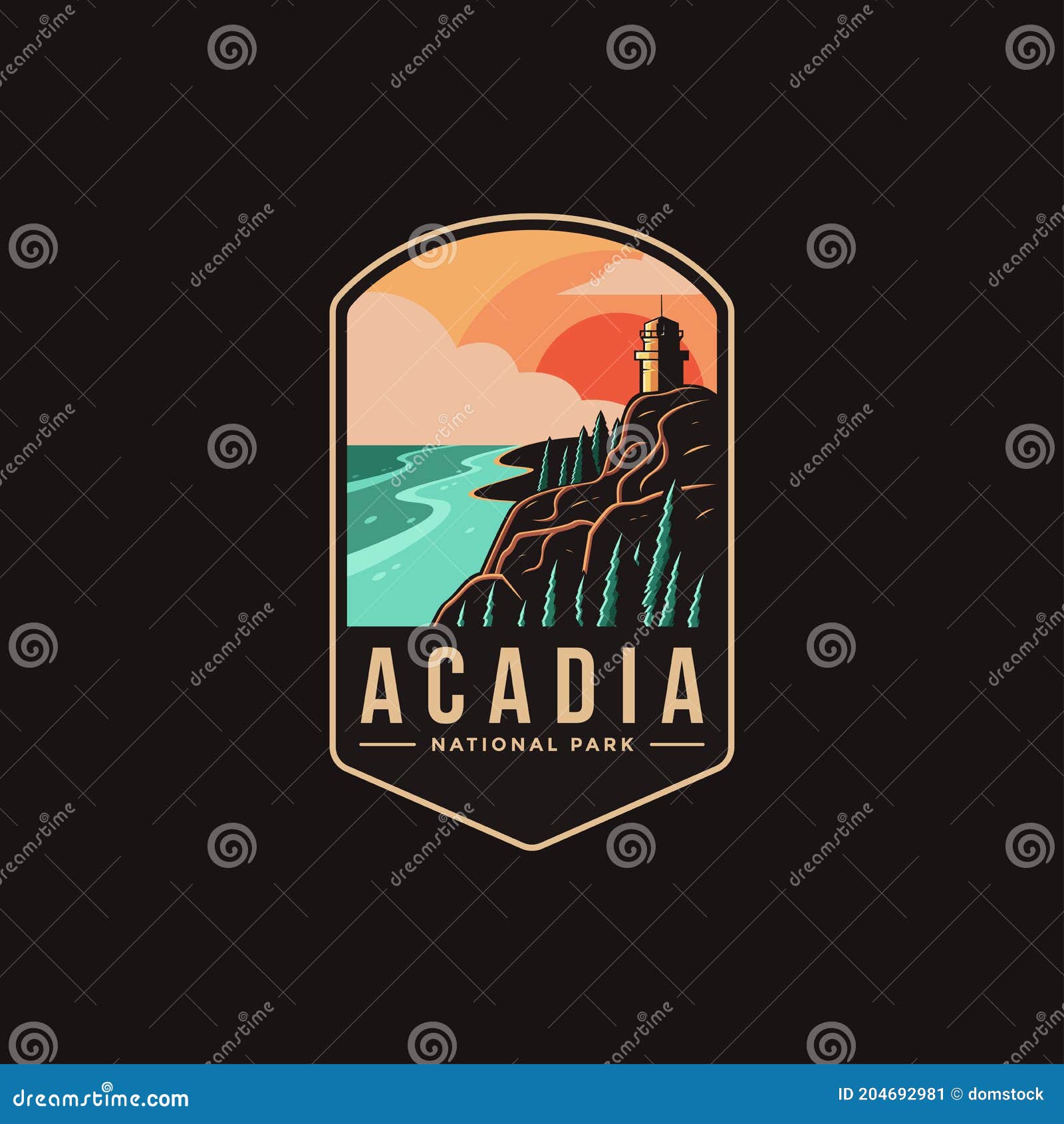 emblem patch logo  of acadia national park