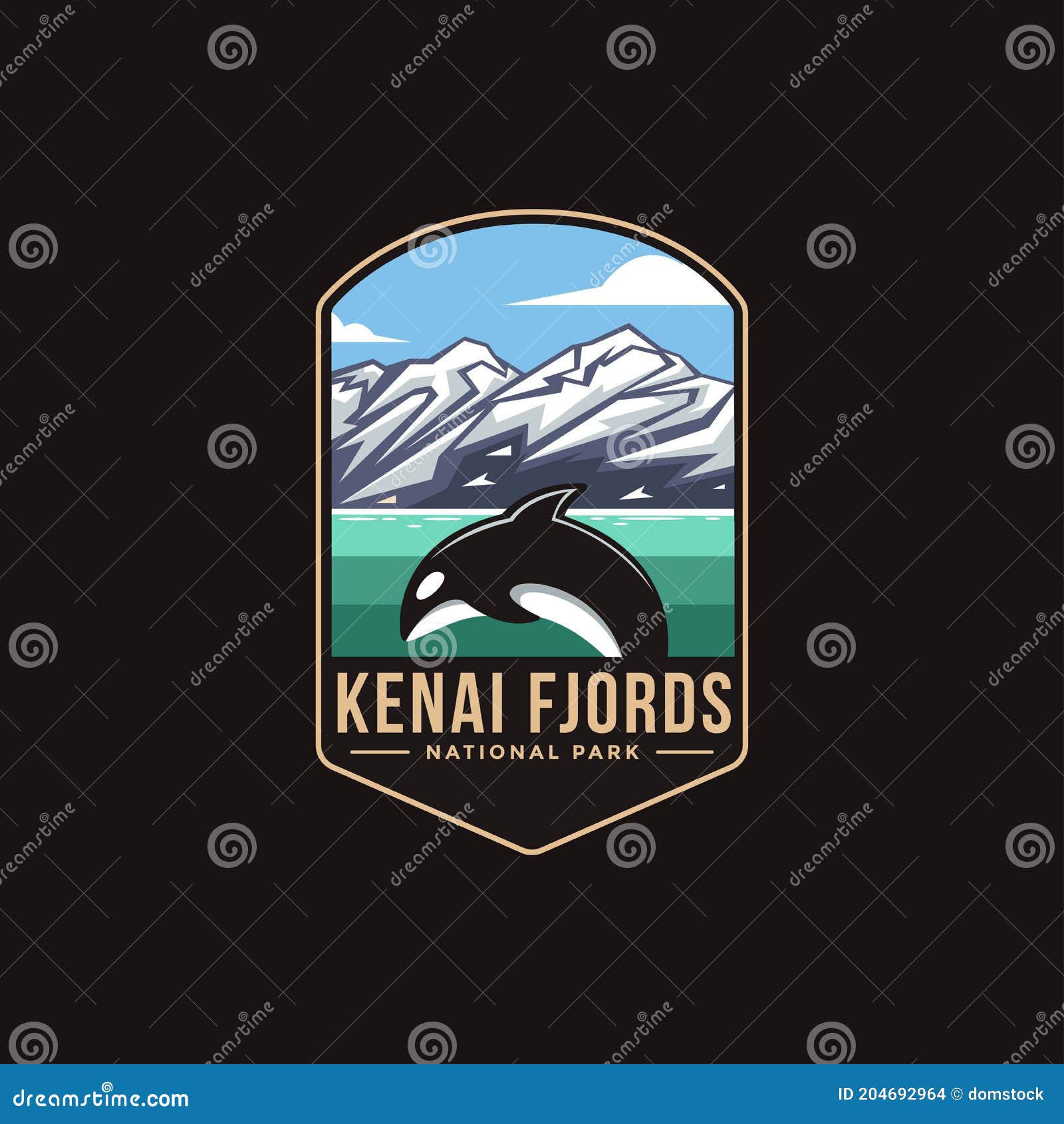 emblem patch logo  of kenai fjords national park emblem patch logo 