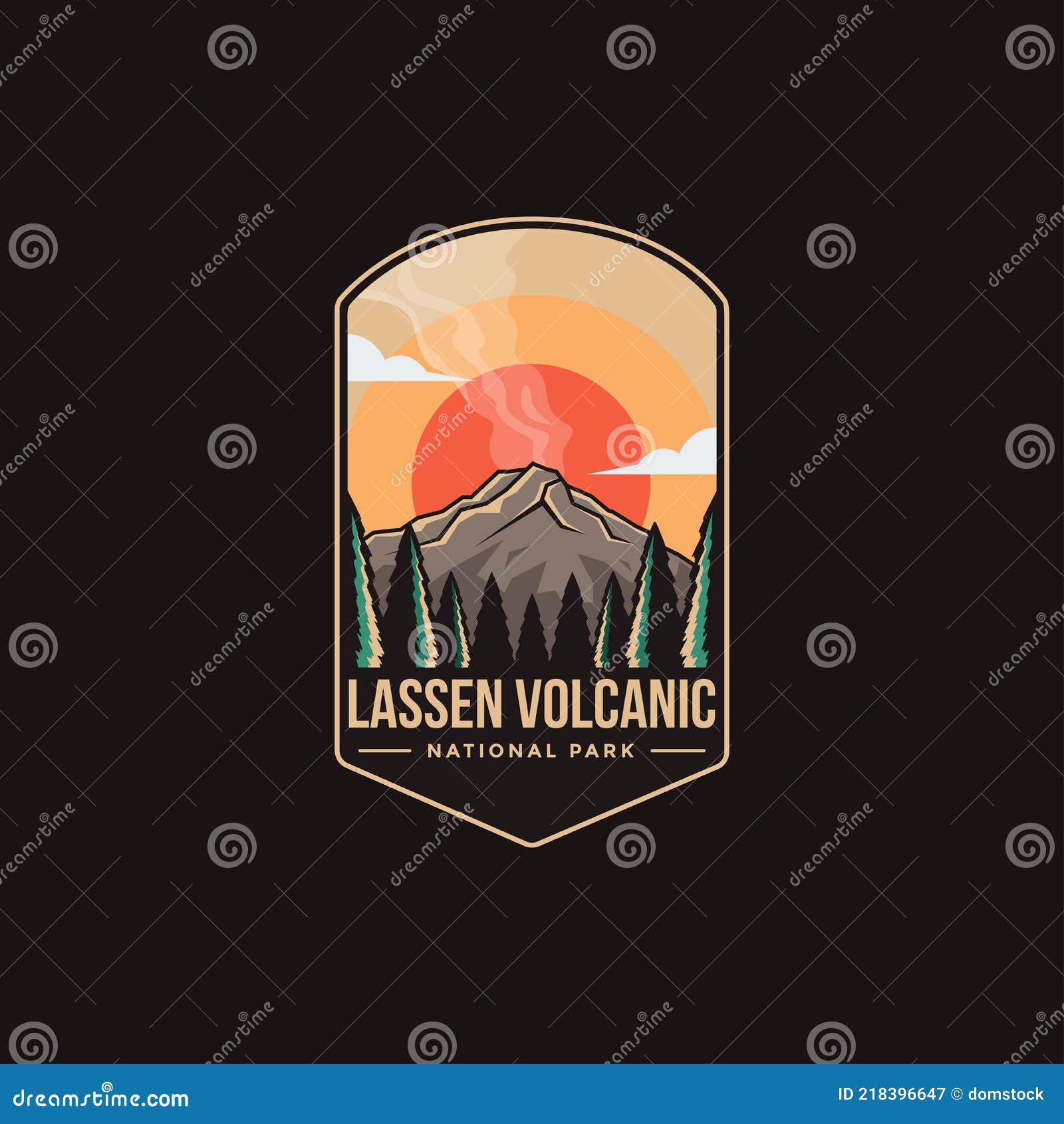 emblem patch logo  of lassen volcanic national park