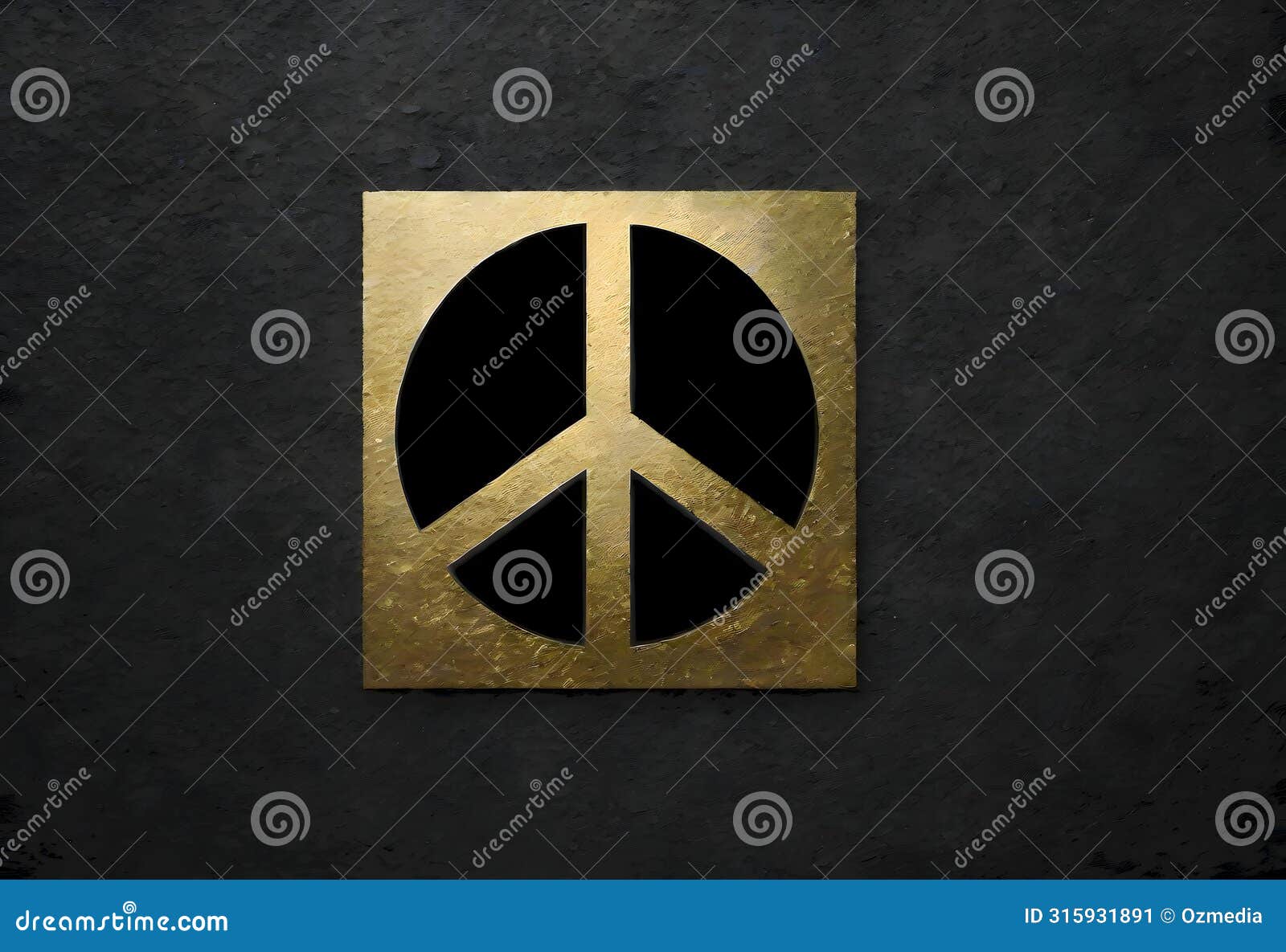 emblem of peace, golden  etched into the resilience of stone, generative ai