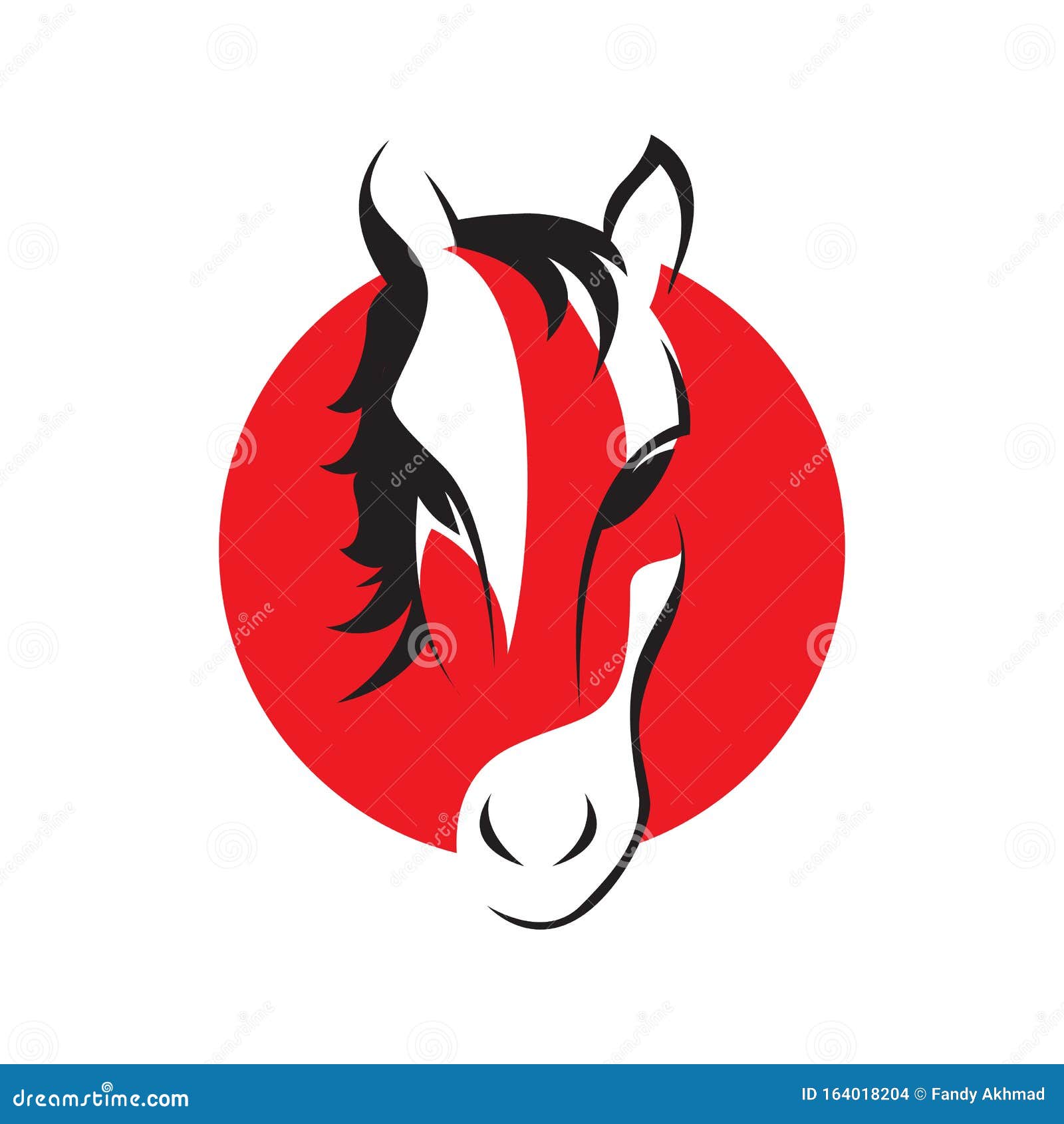 Emblem of Red Horse Head Logo Template Vector Illustration Design Stock