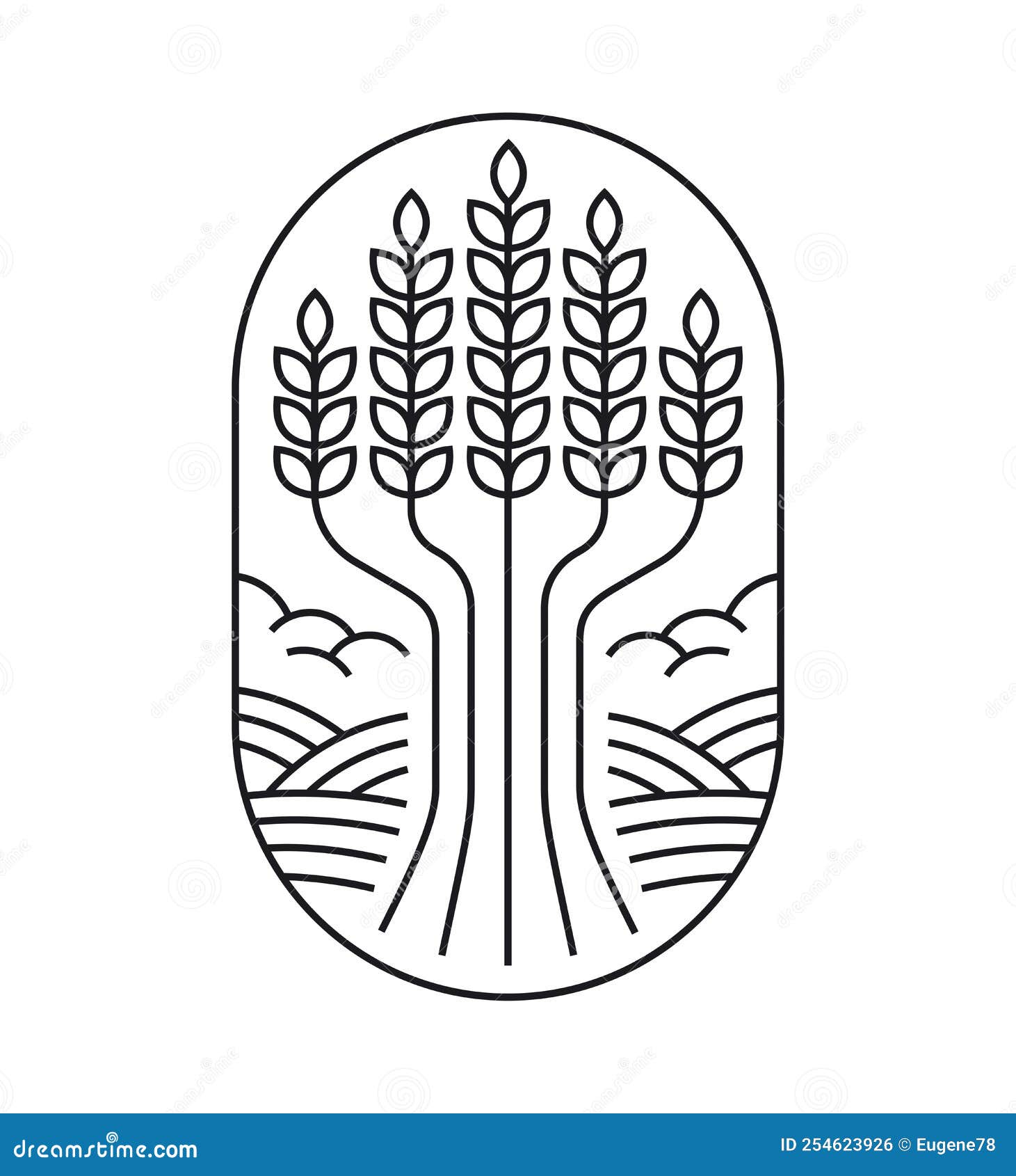 The Emblem. a Sheaf of Wheat on the Background of Fields Stock