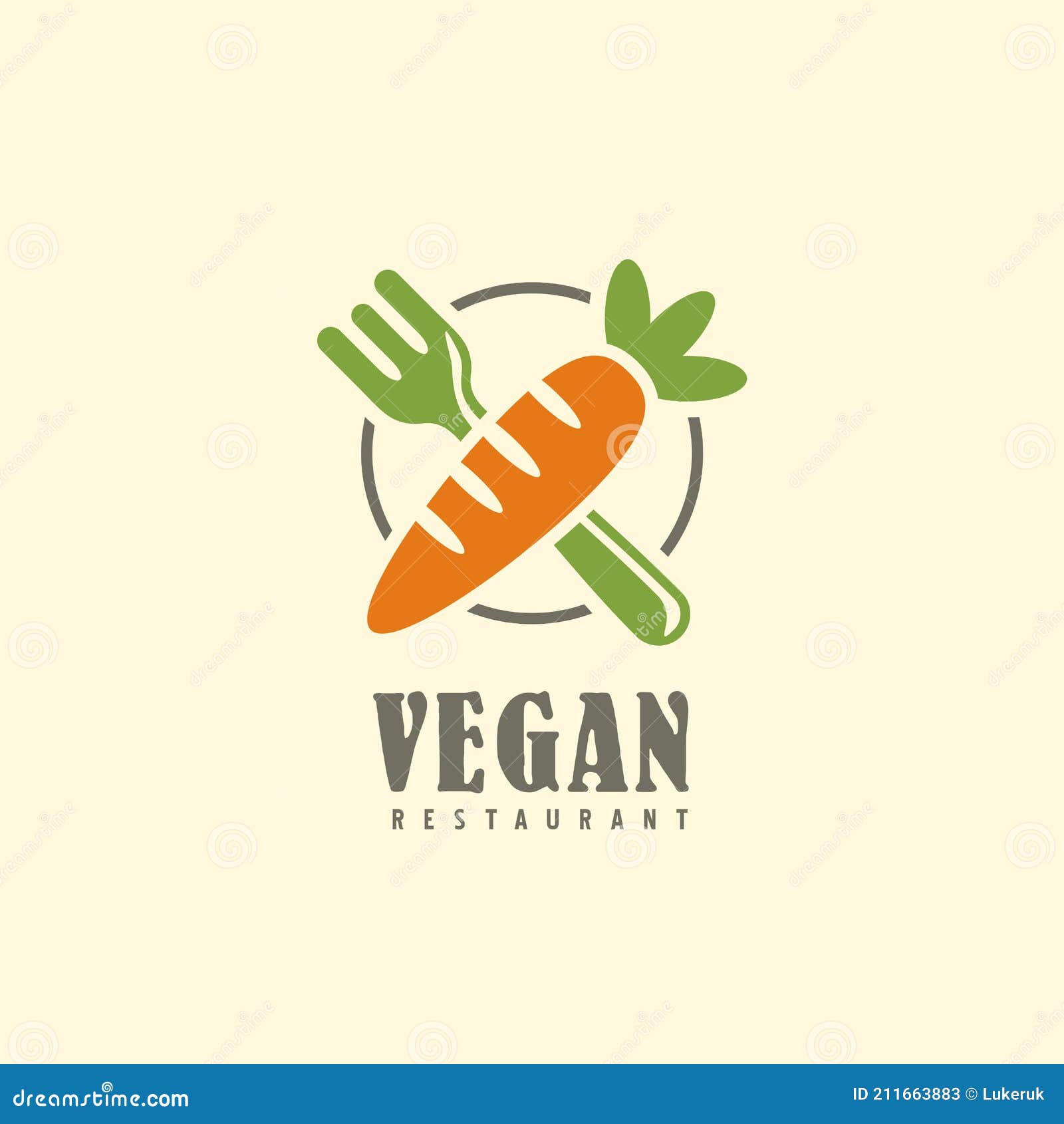 Logo de ilustração vetorial de planeta vegetariano vegan de cenoura