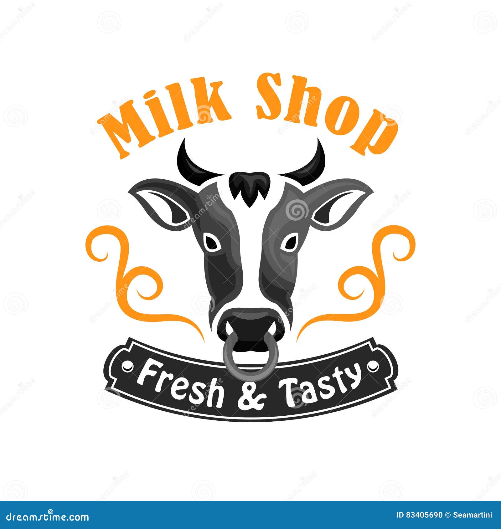 Licuar Illinois fotografía Emblema Del Vector De La Tienda De La Leche Con La Vaca De La Granja  Ilustración del Vector - Ilustración de blanco, sano: 83405690