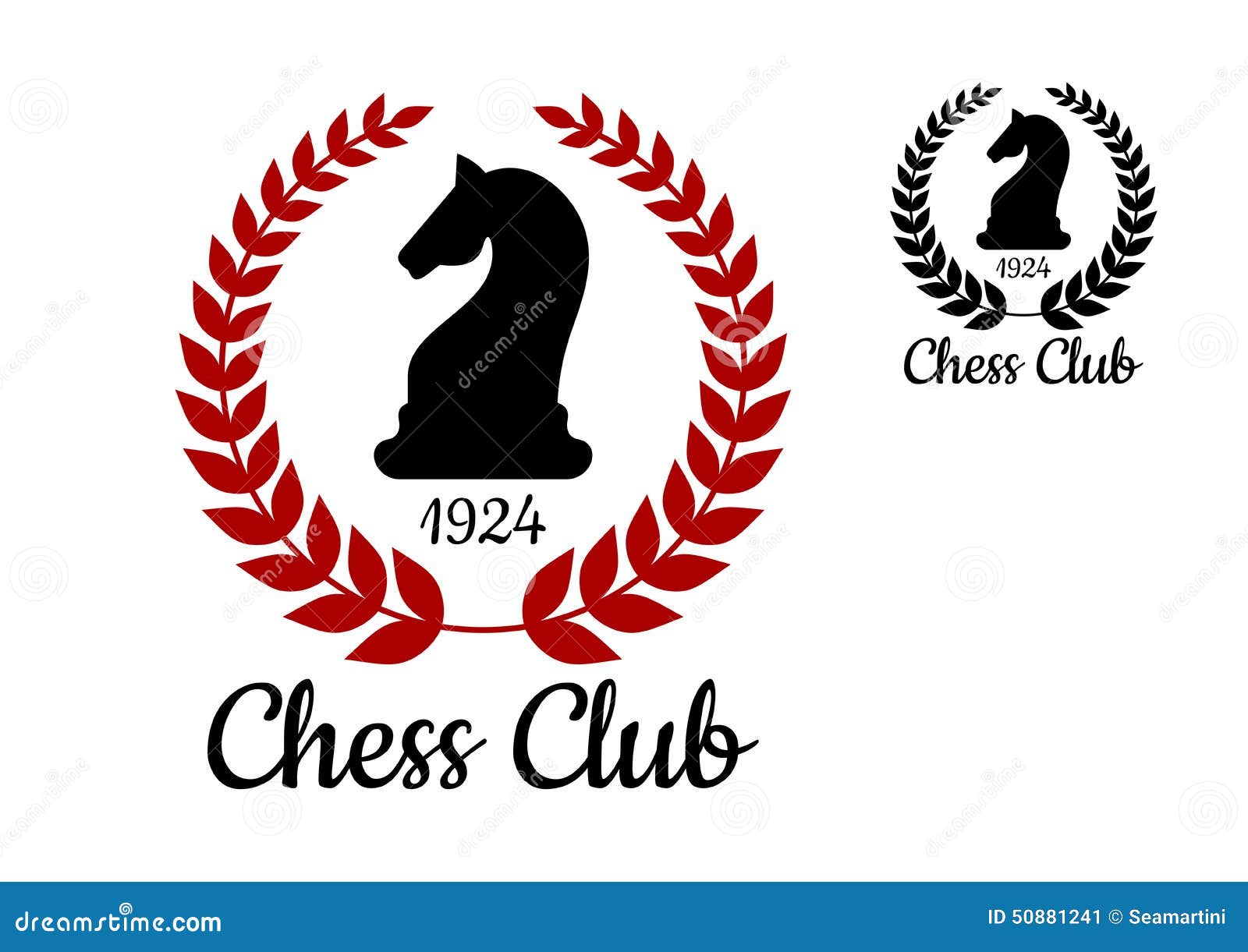 Vetor emblema logotipo xadrez cavalo preto