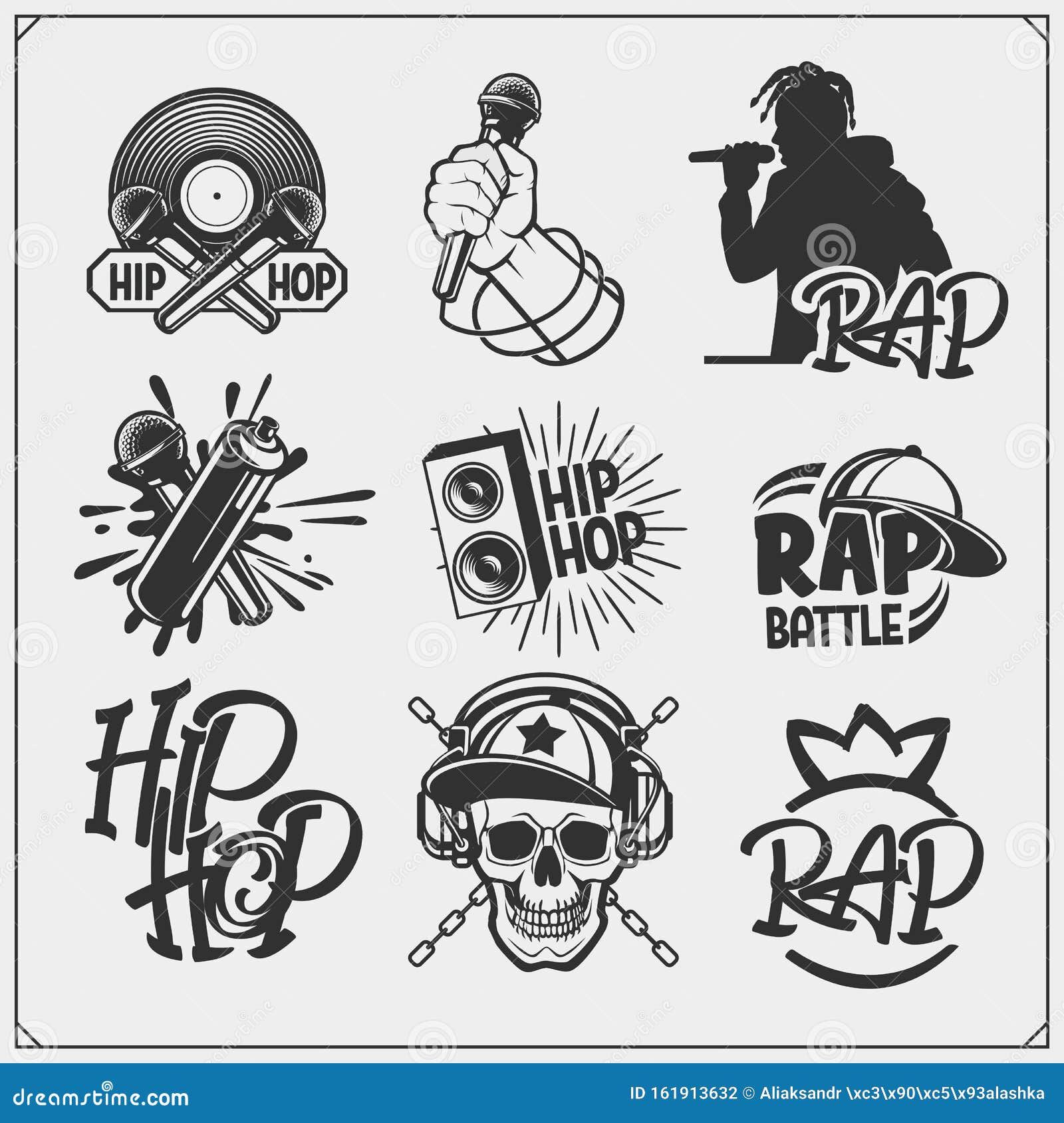Emblemas, Atributos Y Accesorios De Hip-hop Y Rap Plantillas De Póster Y  Elementos De Diseño Ilustración del Vector - Ilustración de cultura,  lifestyle: 161913632