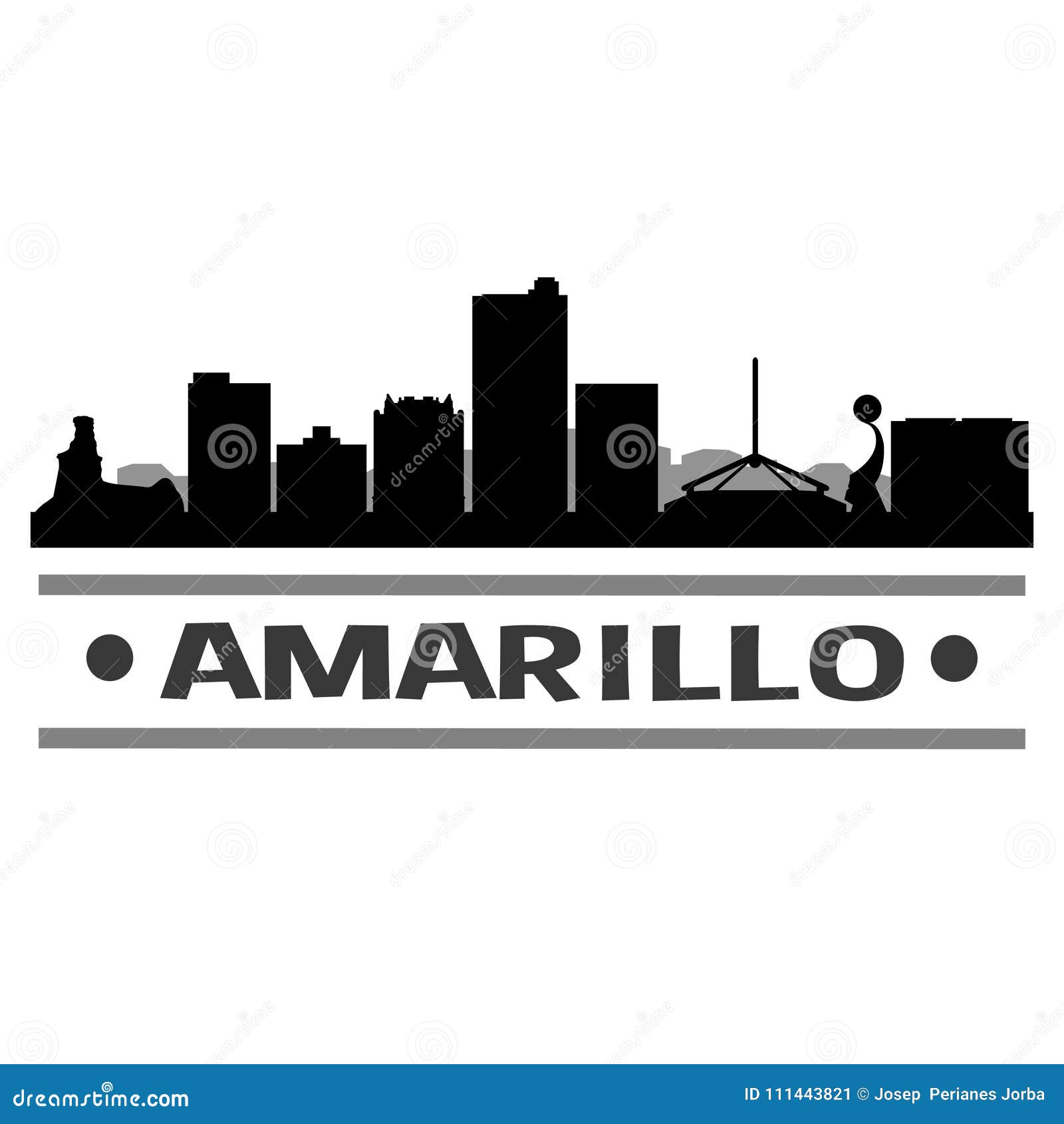 amarillo texas icon  art  skyline flat city silhouette editable template