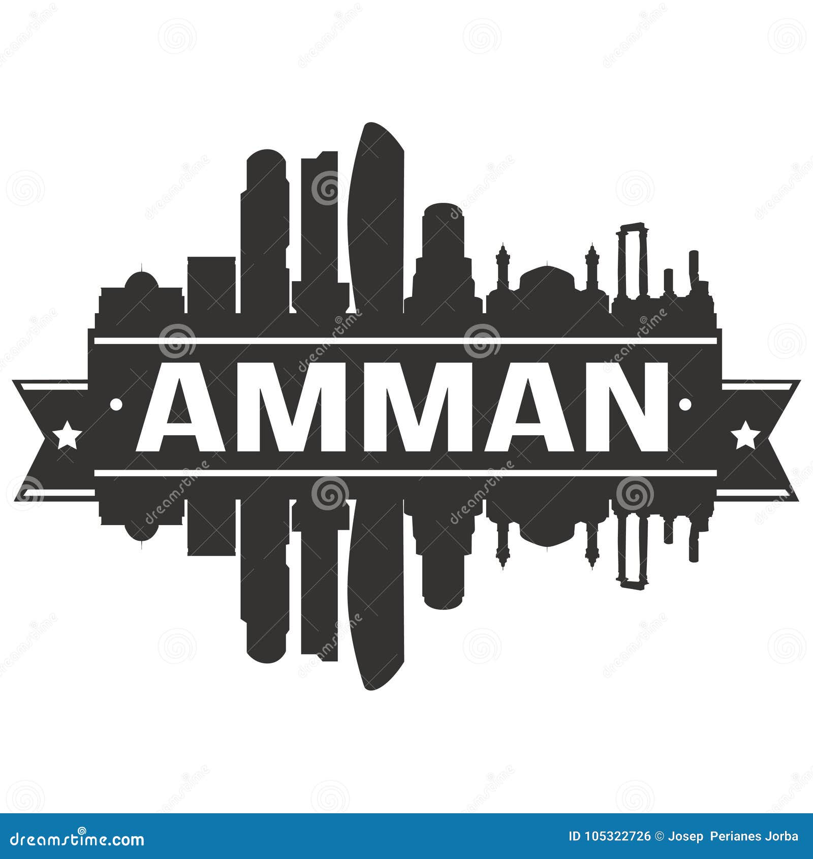 Amman Jordan Africa Icon Vector Art Design Skyline Flat Silhouette Editable Template Vector - Illustration of finance, 105322726