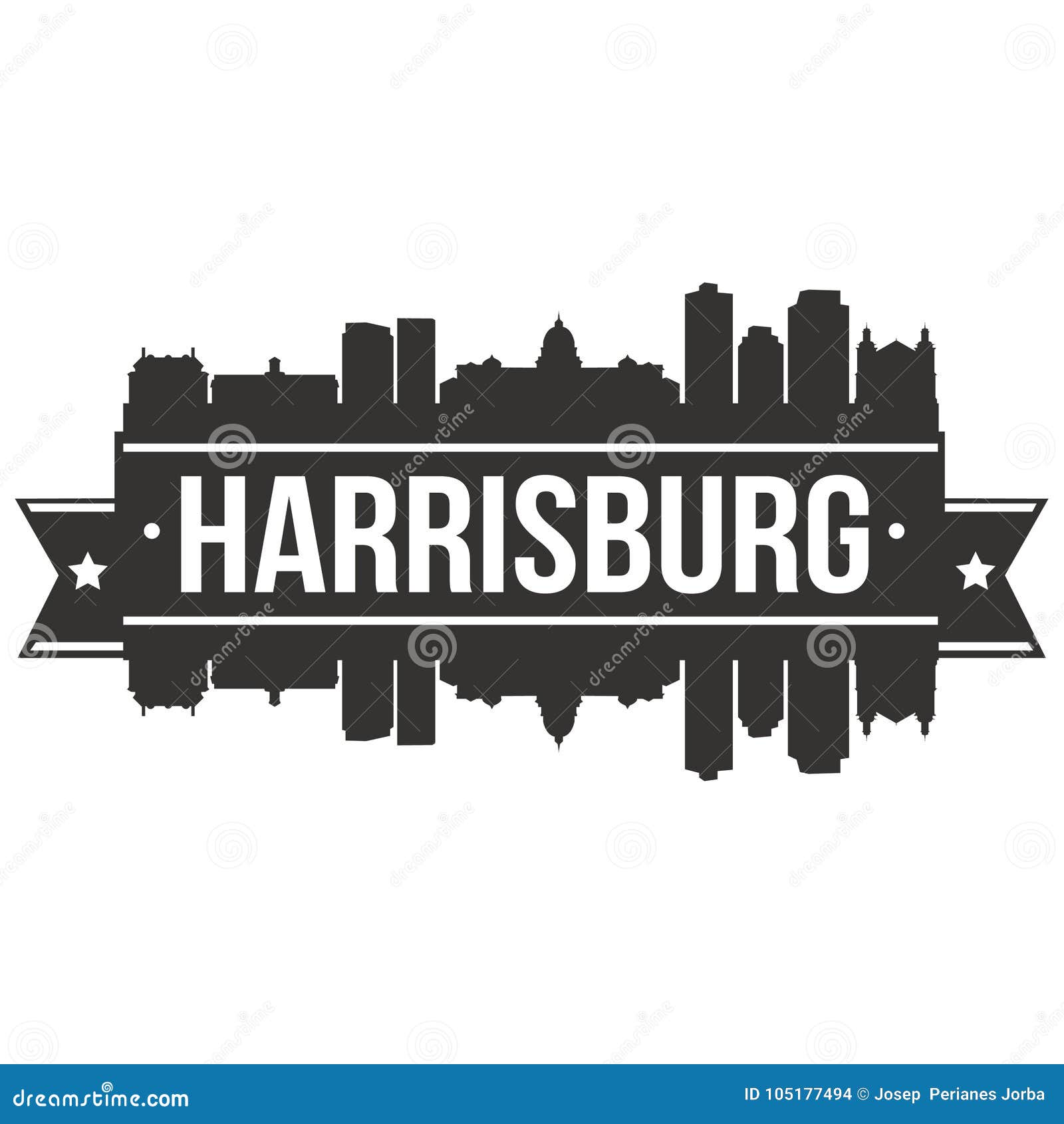 harrisburg pennysilvanya united states of america usa icon  art  skyline flat city silhouette editable template