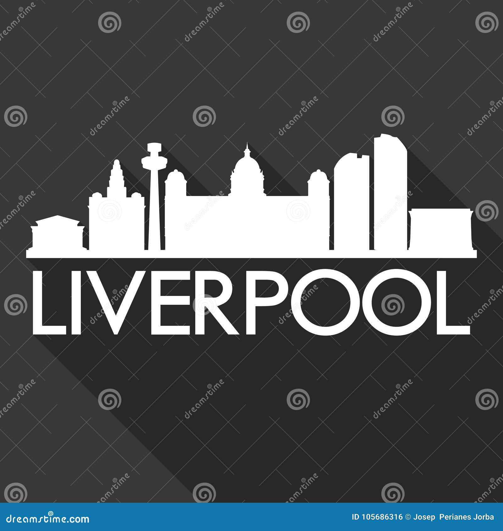 Liverpool England United Kingdom Europe Euro Icon Vector Art Flat Shadow Design Skyline City Silhouette Template Black Background Stock Vector Illustration Of Architecture Business 105686316