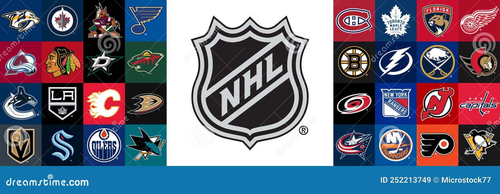 Logo of All National Hockey League Teams. Nhl Team Editorial Stock