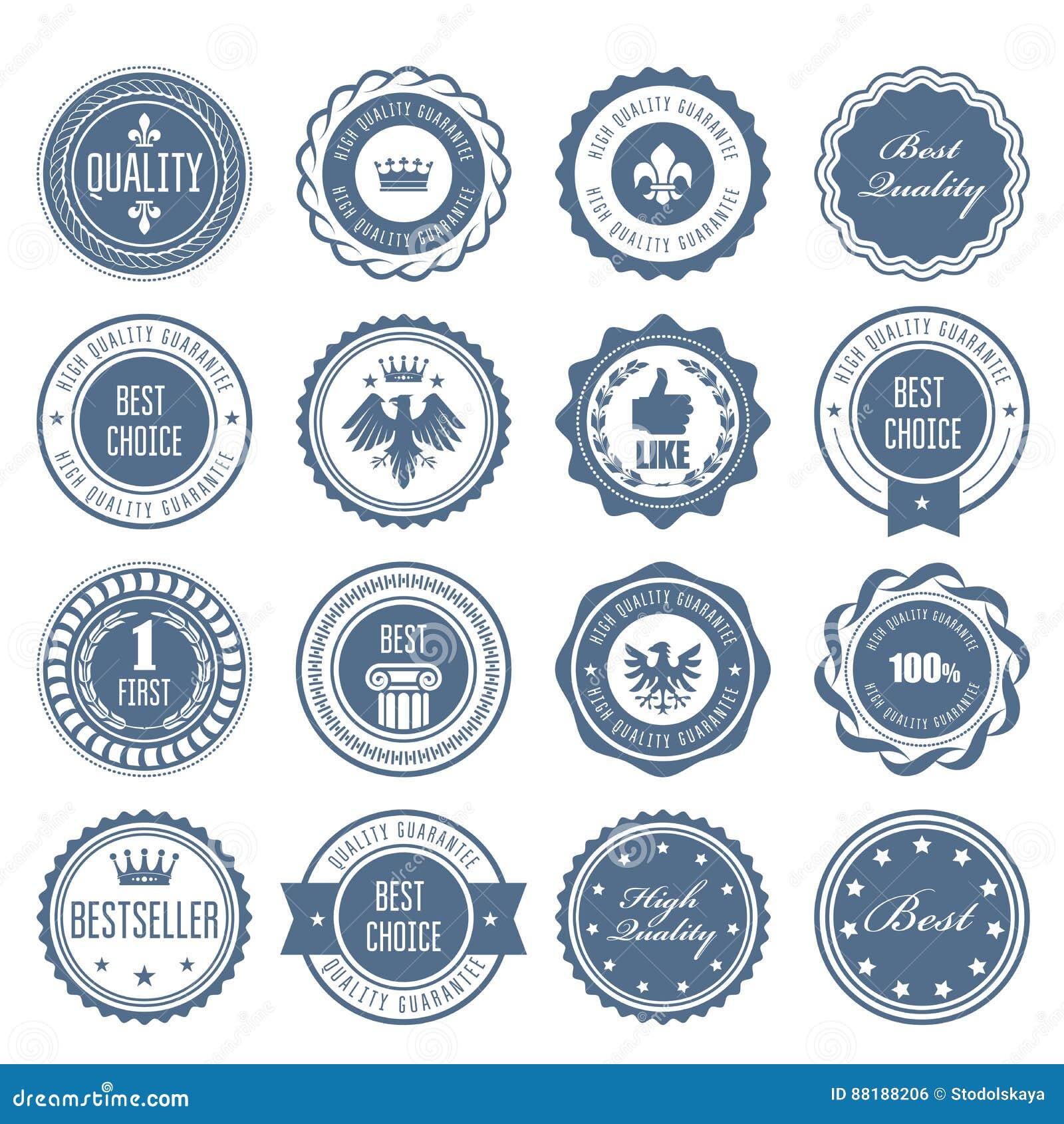 Emblems, Badges and Stamps Awards and Seals Stock Vector