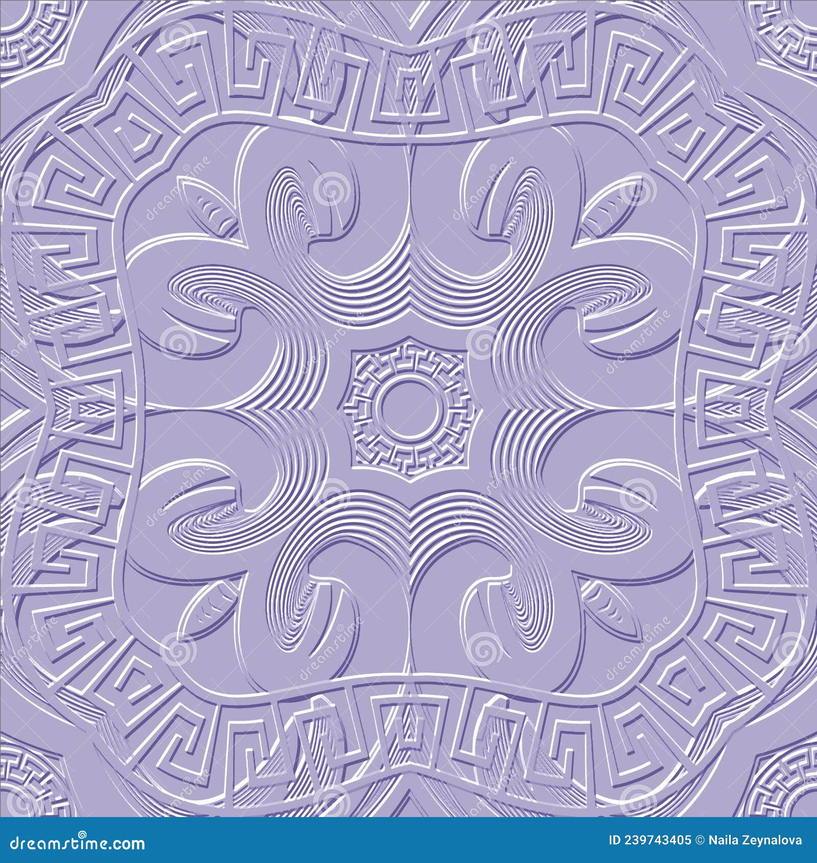 Emboss Textured 3d Seamless Pattern. Vector Embossed Light Violet Background. Repeat Geometric