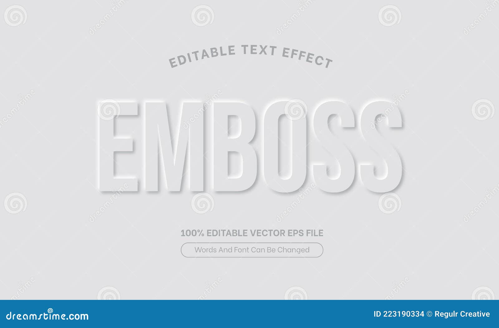 Emboss White Text Effect Style, Editable Embossed Text Effect Stock