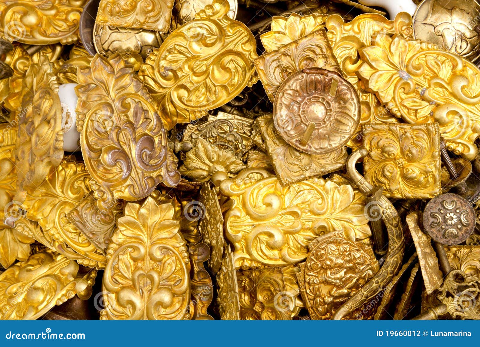 Embossed Brass Golden Metal Decorative Pieces Stock Photo Image of