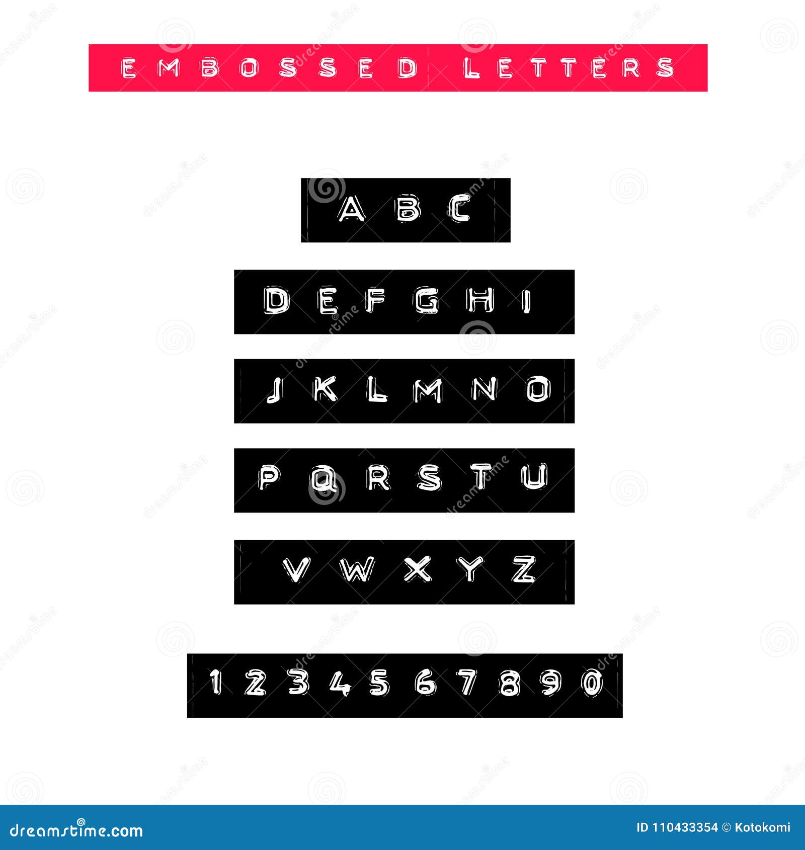 Embossed Letters Tape Font. Vintage Adhesive Label Type ...