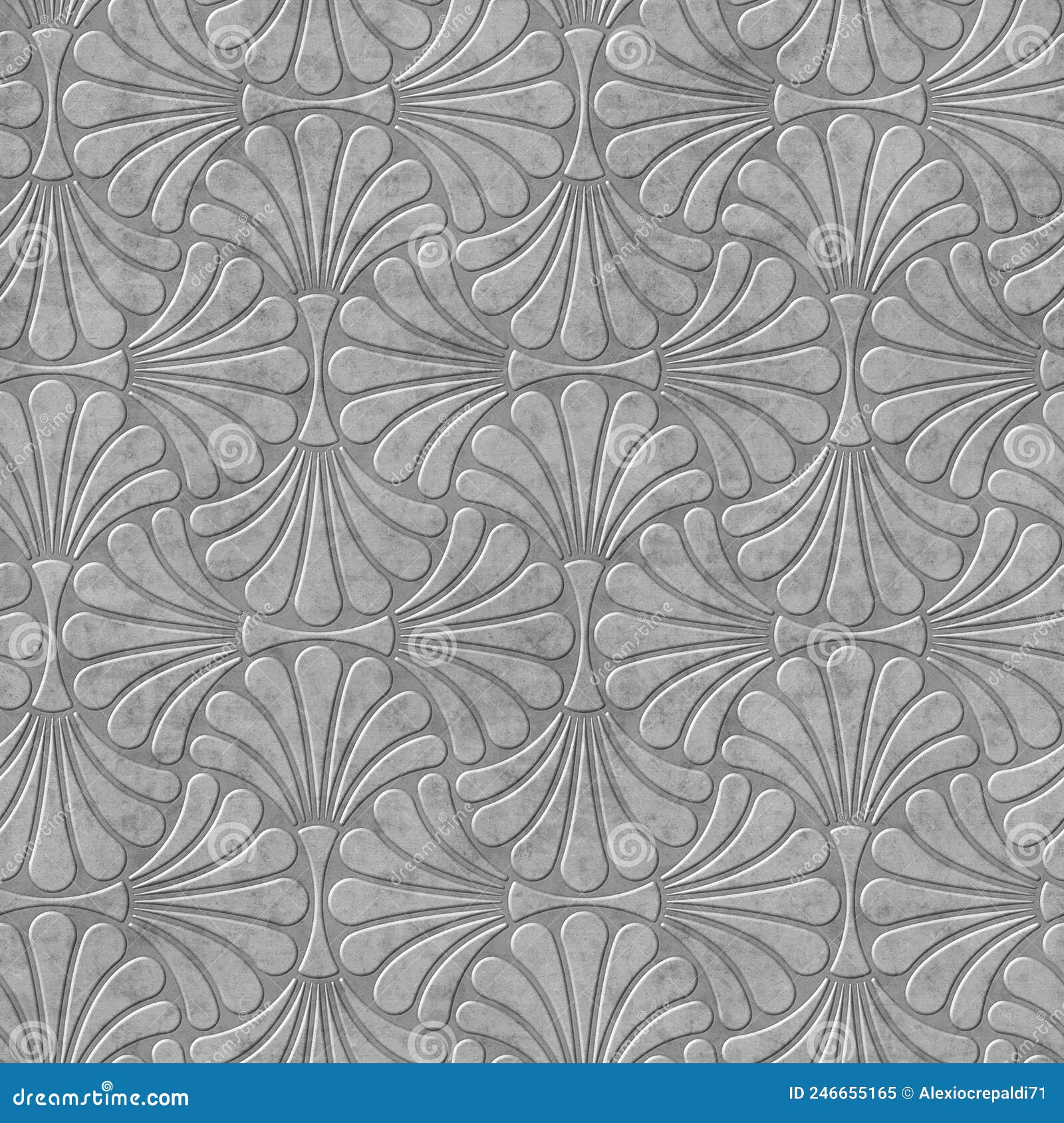 decorative metallic plate with floral s. seamless repeating pattern.