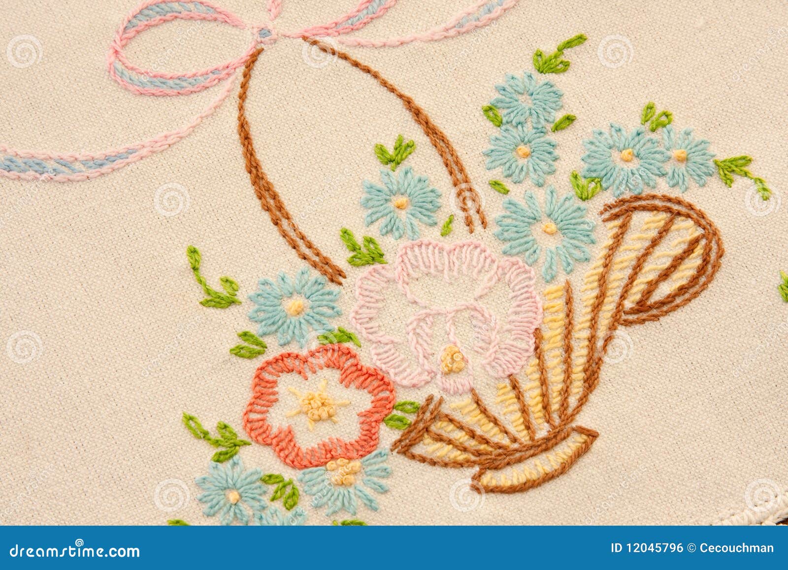 Embroider Detail On Dresser Scarf Stock Photo Image Of Linen