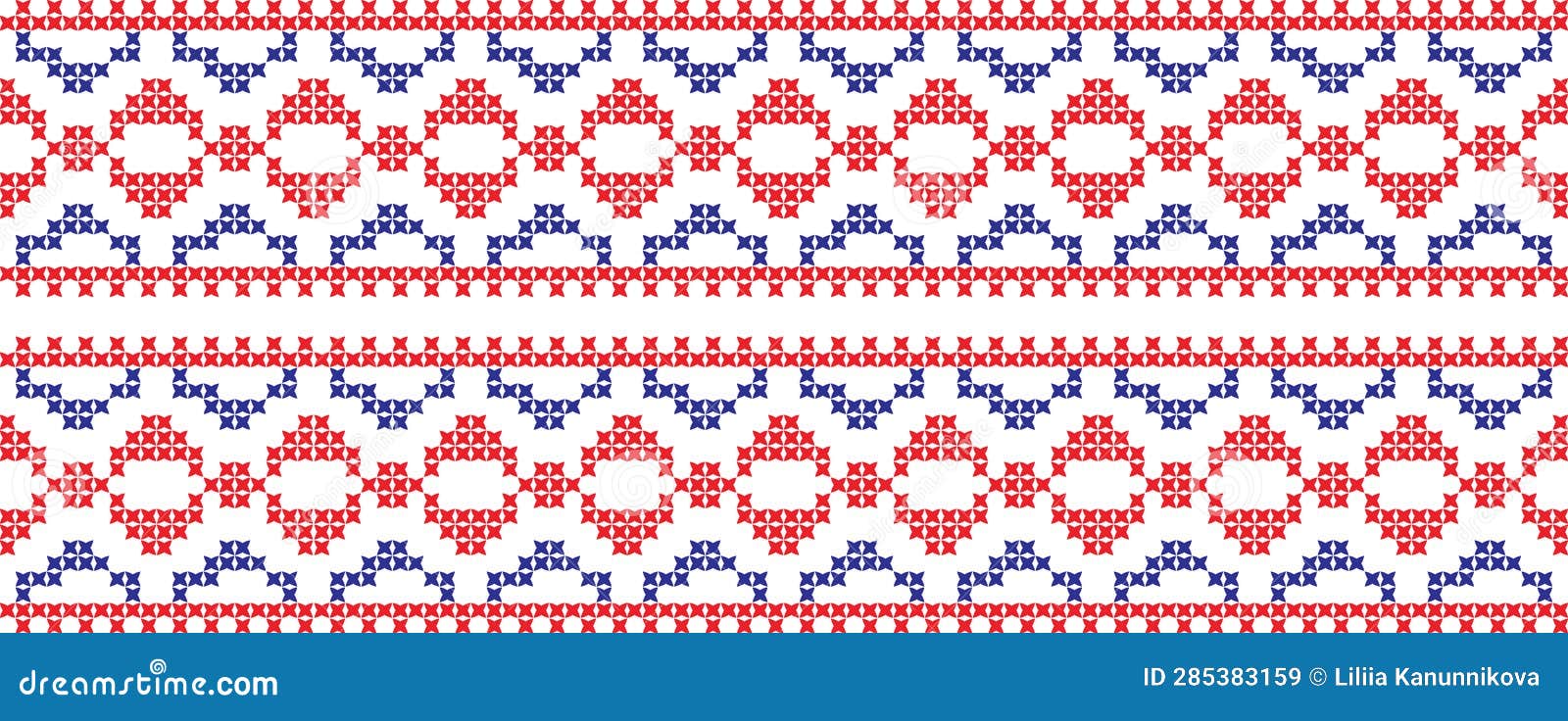 Embroidered Crossstitch Ornament National Pattern Stock Illustration Illustration of