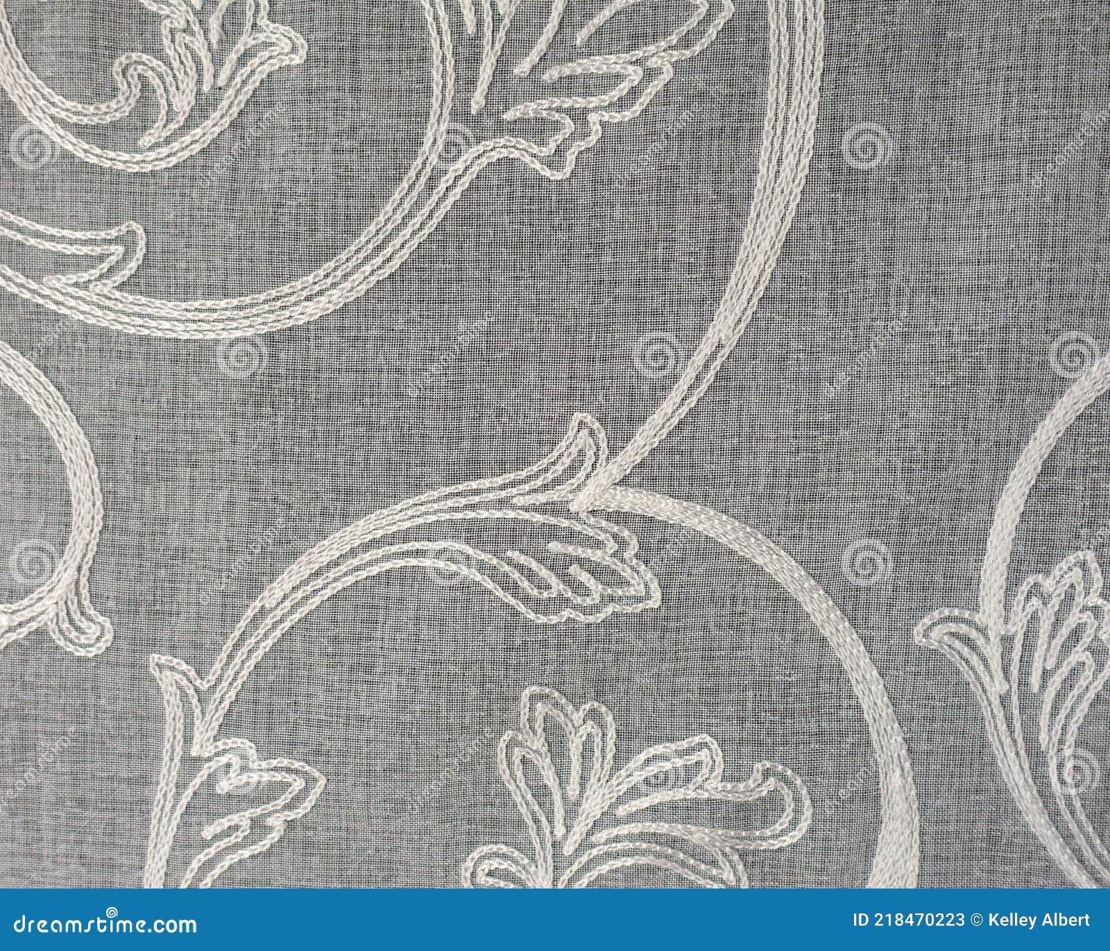 Embroidered Flowers on Sheer White Fabric Stock Image Image of artistic, sheer 218470223