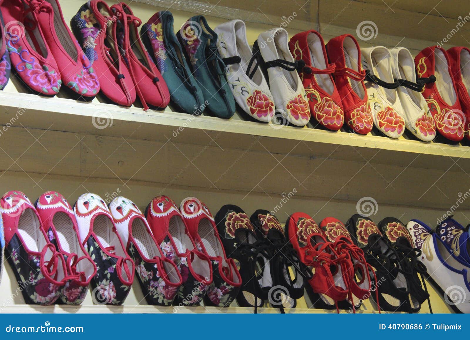 Embroidered shoes in China stock photo. Image of hand 40790686