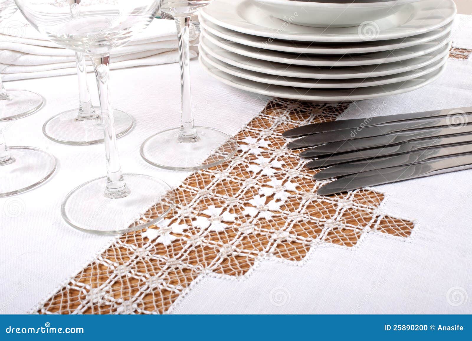 Embroidered tablecloth stock photo. Image of crystal 25890200