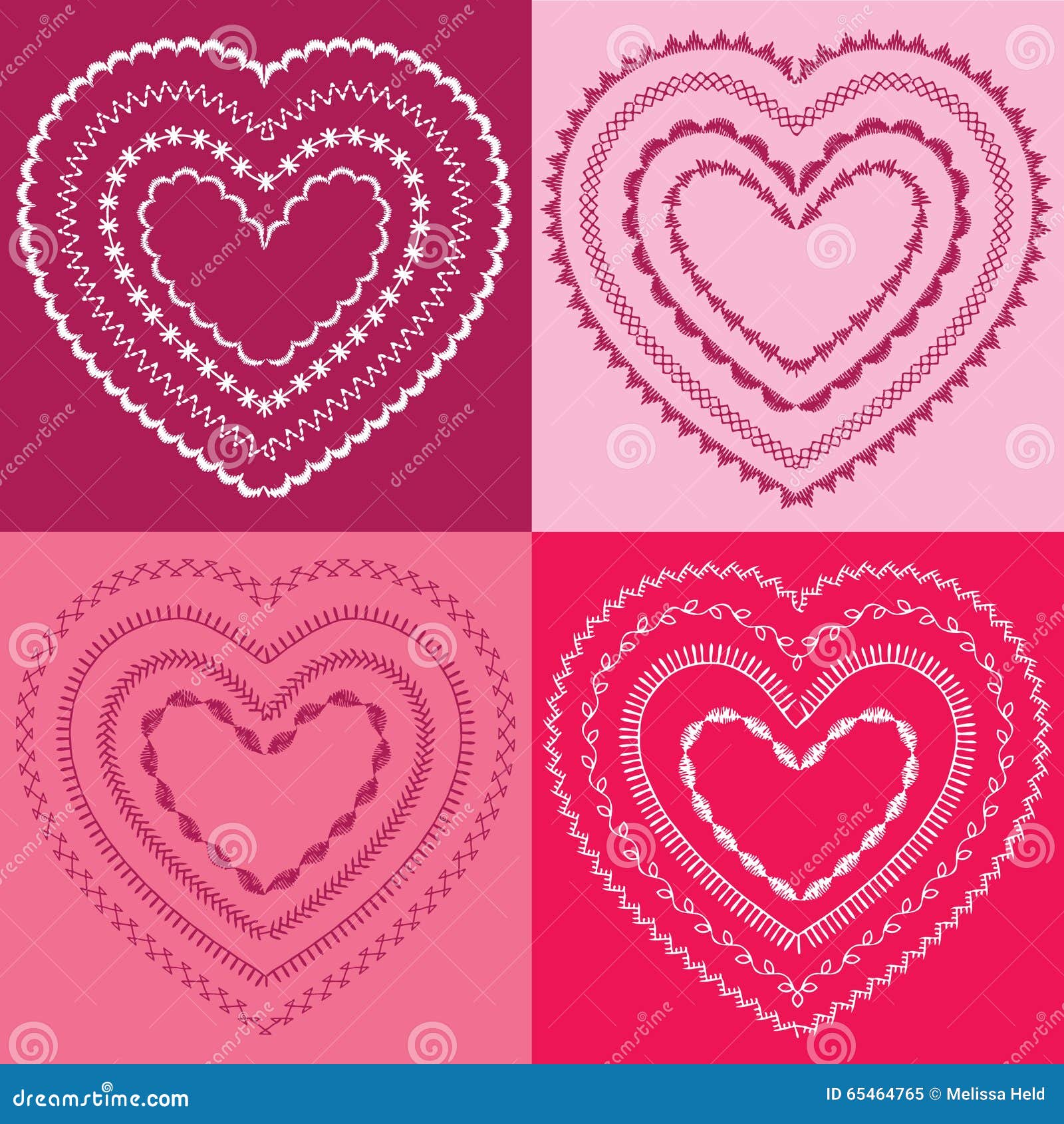 Embroidered Valentine Hearts Stock Illustration Illustration of