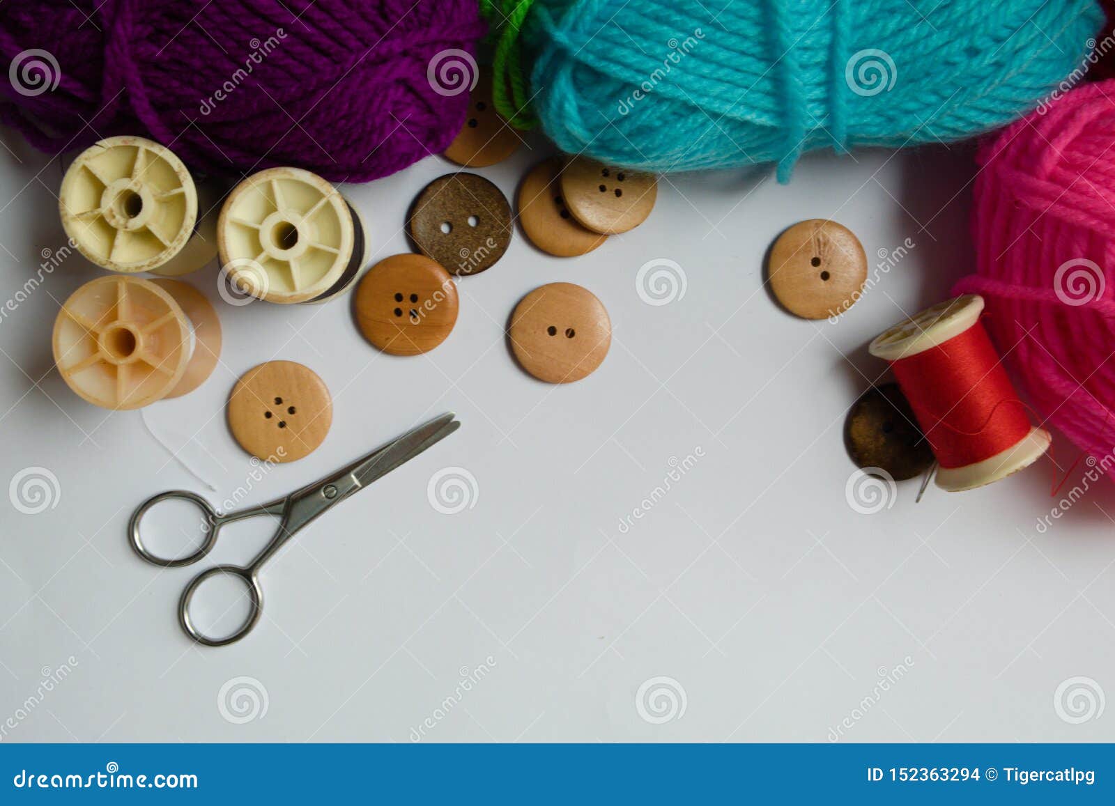 Embroidery Accessories for a Variety of Colors, Such As Yarn, Needle and  Buttons Brought Together Stock Photo - Image of buttons, fashion: 152363294