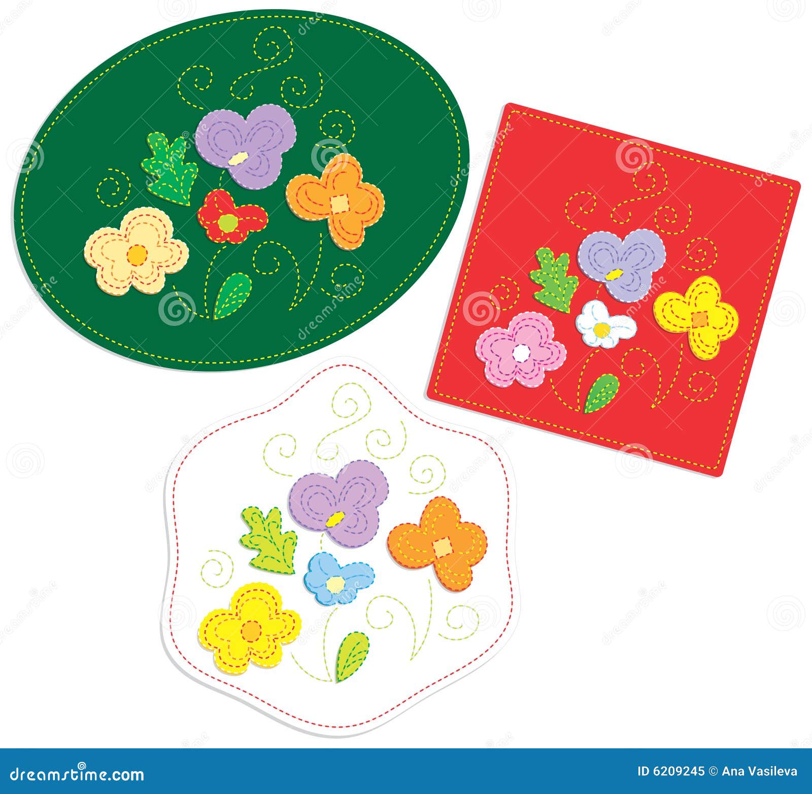 Embroidery floral applique stock vector. Illustration of embroidered
