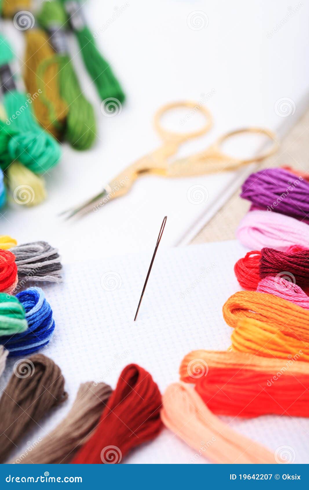 Embroidery Floss and Needle Stock Image Image of strands, hobbies