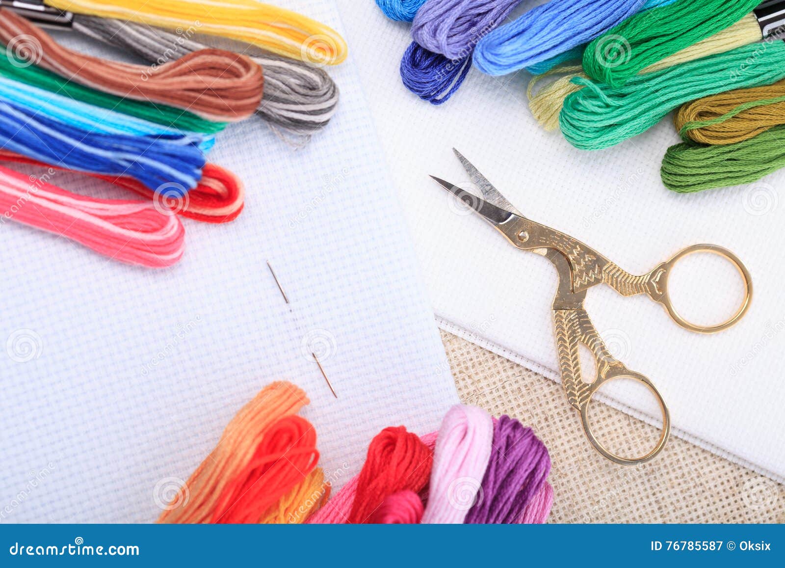 Embroidery Floss and Needle Stock Image Image of strands, multi 76785587