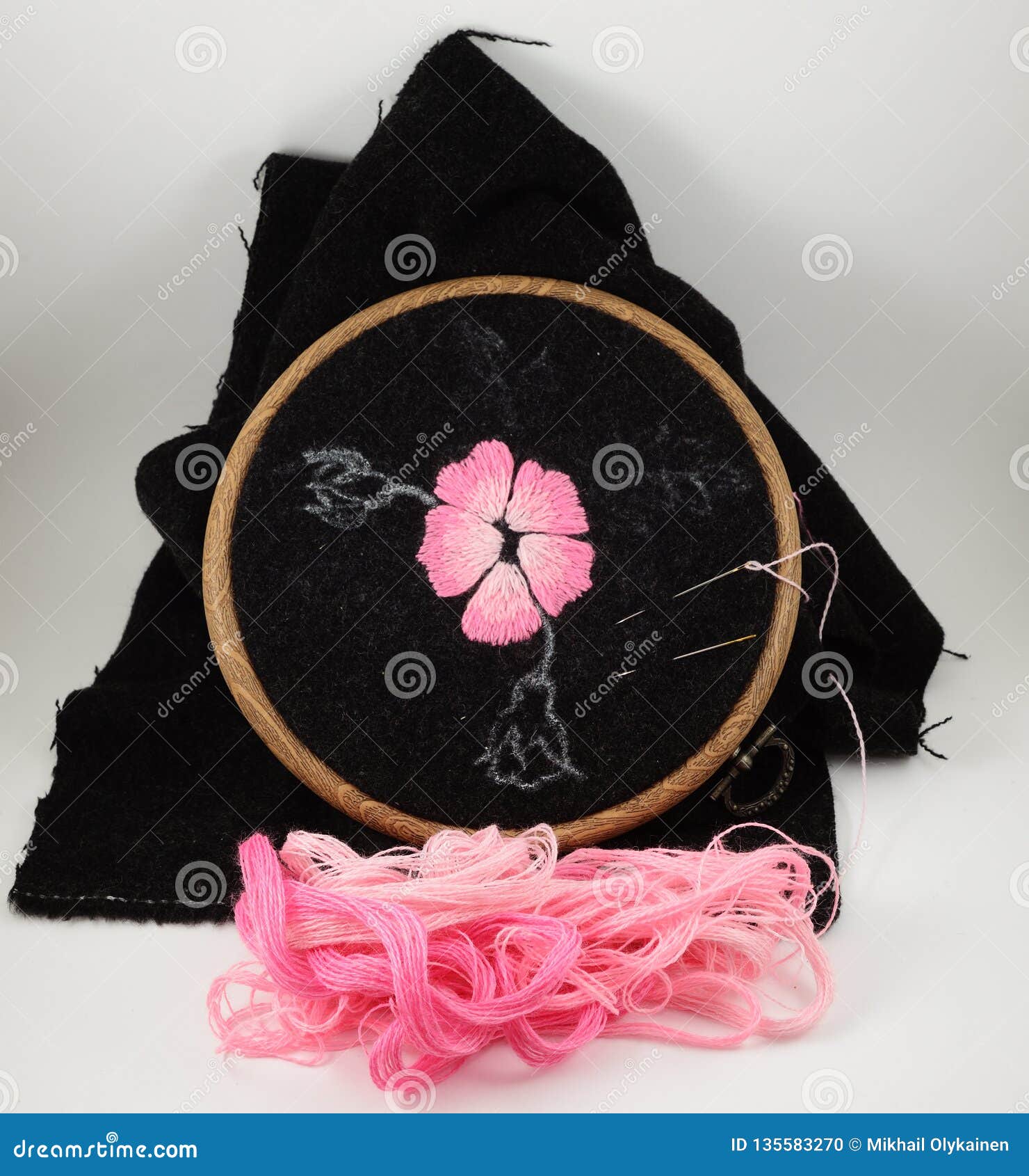 Embroidery in the Hoop and Thread Stock Photo Image of colored