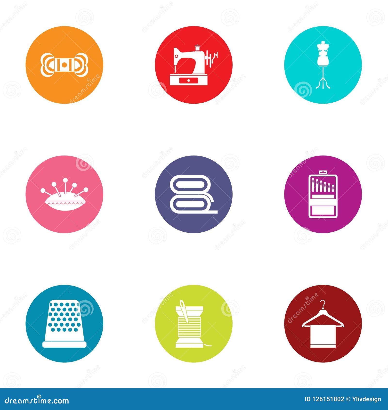 Embroidery Icons. Red,White And Blue Cartoon Vector