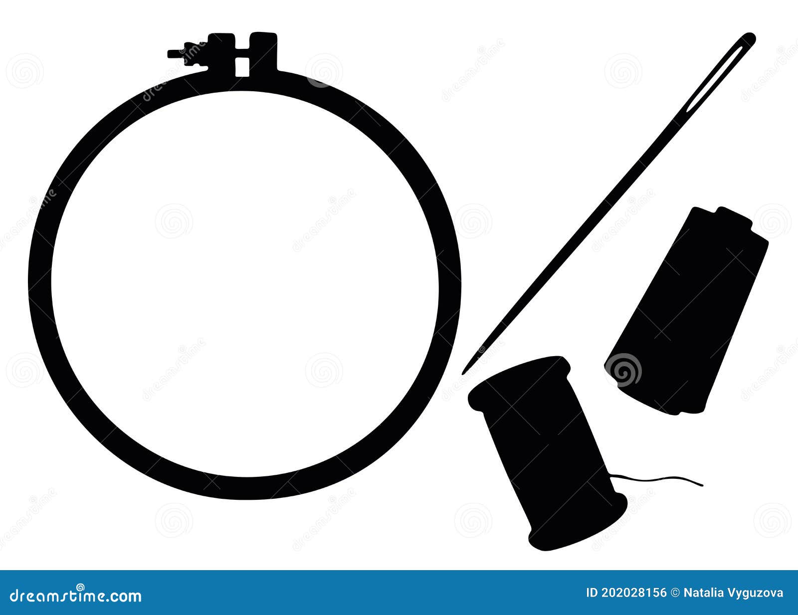 Embroidery Kit, Needle, Embroidery Frame, Thread Stock Vector