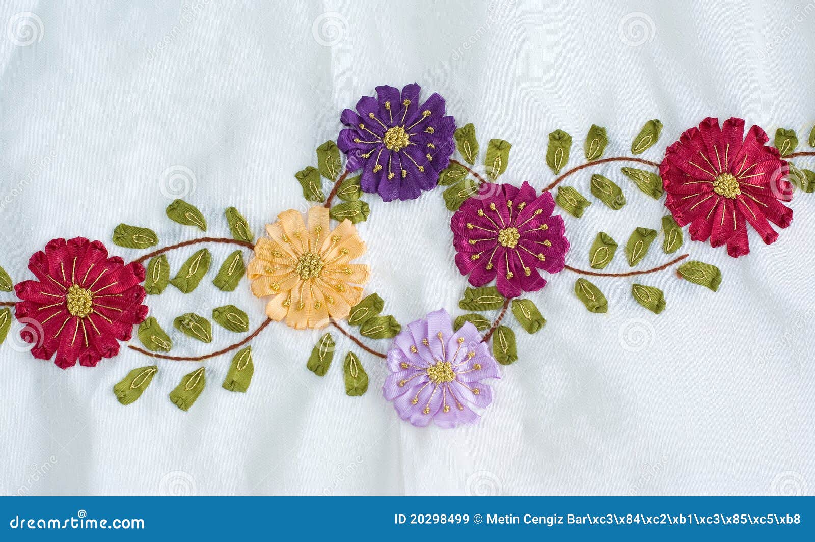 Embroidery on lace fabric. stock image. Image of embroidery 20298499