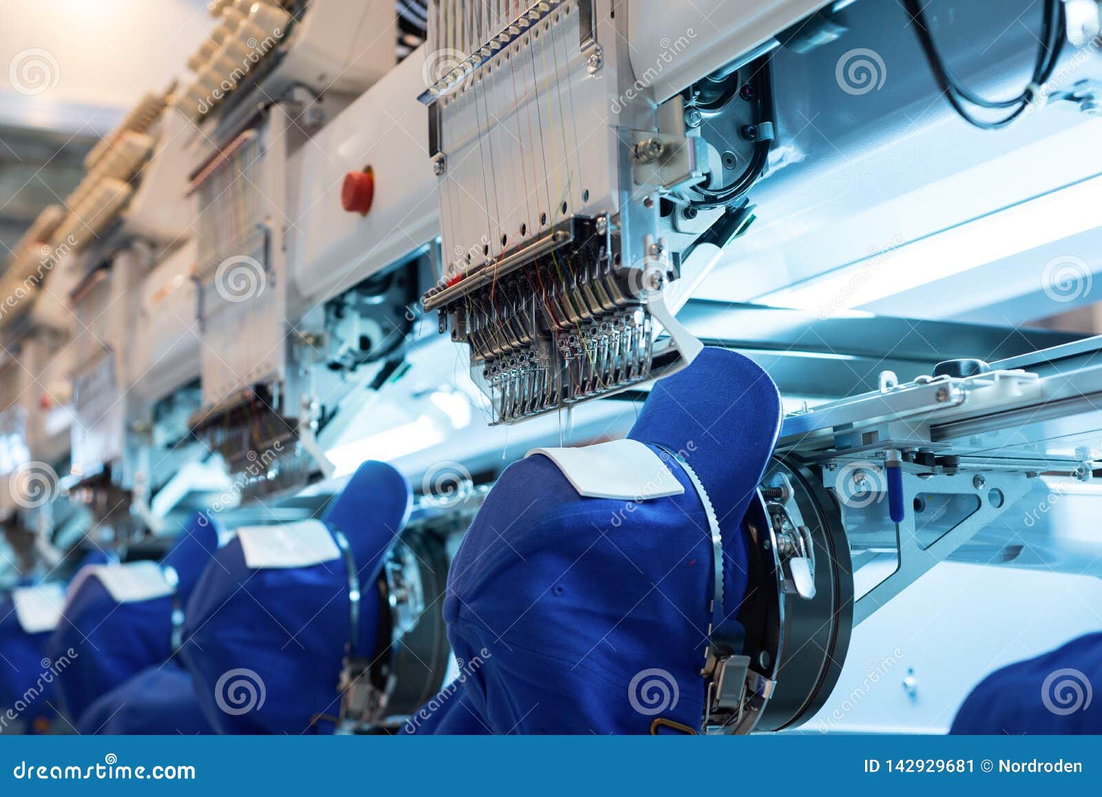 Embroidery Machine. Industrial Equipment for the Textile Industry Stock