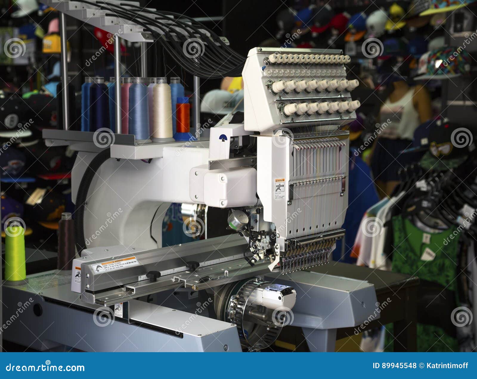 Embroidery machine in shop stock photo. Image of needle 89945548