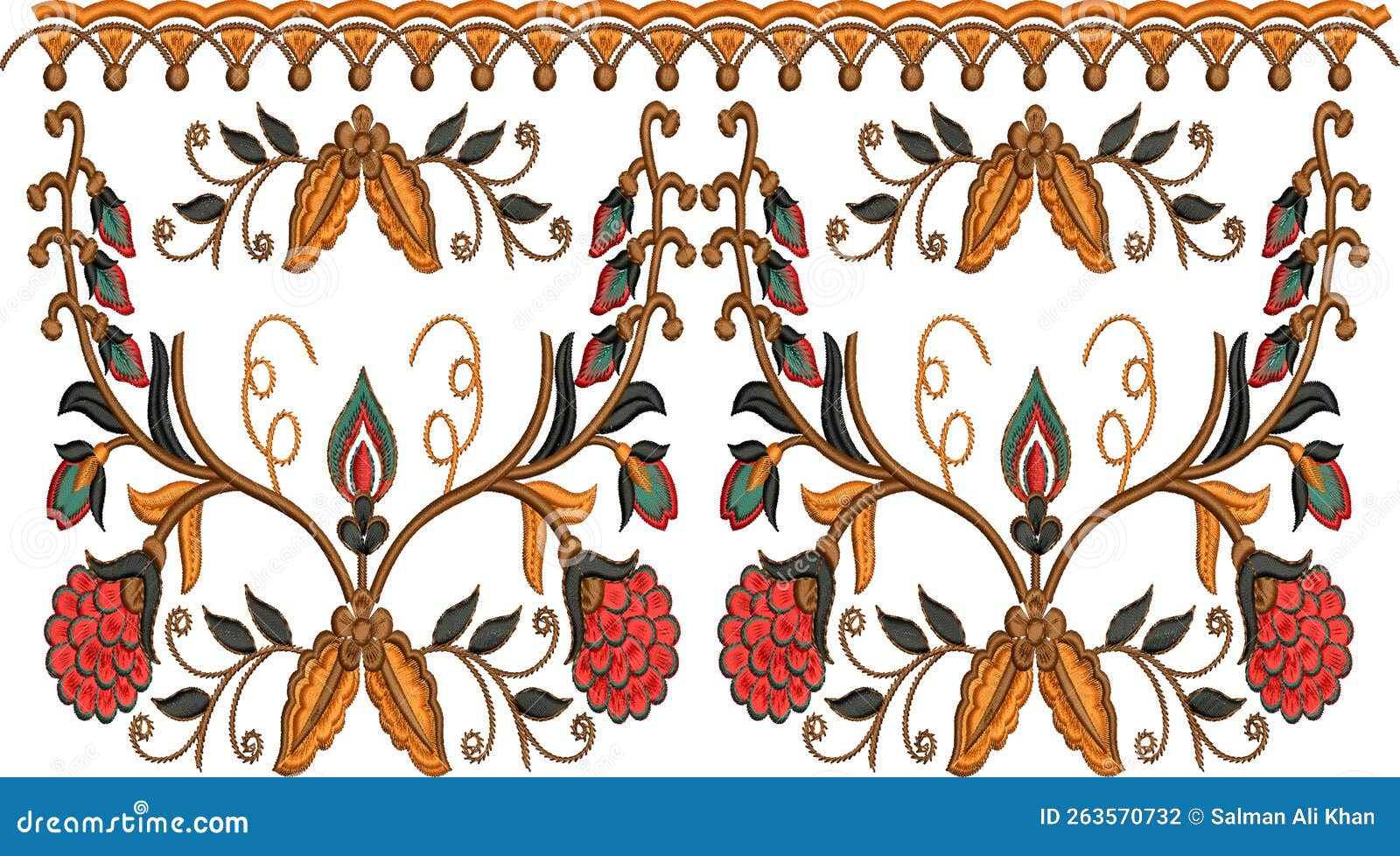 Hand Embroidery: brazilian stitch border design for shari | Kurtis |  Kameez. - YouTube