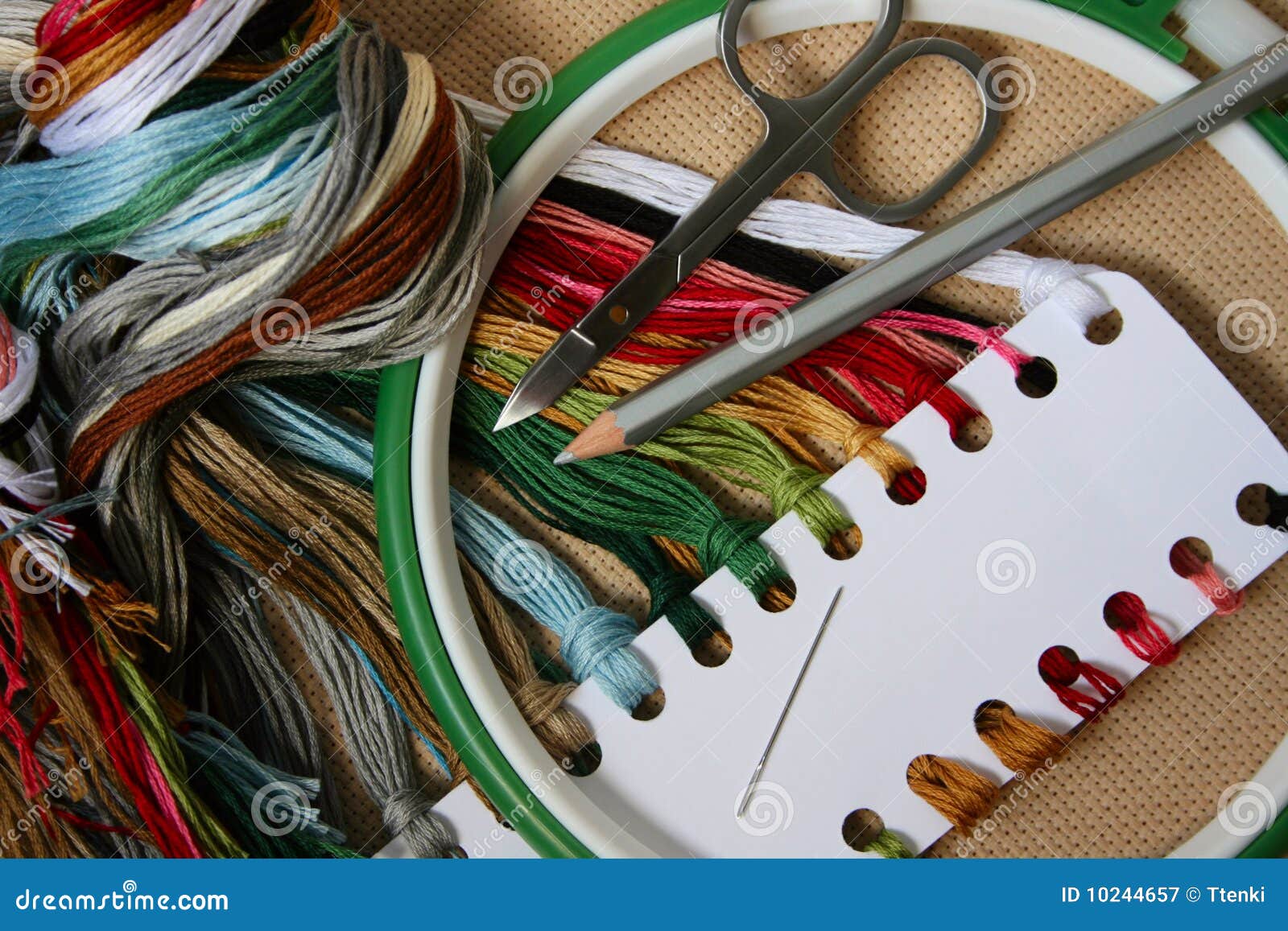 Embroidery set stock image. Image of blue, cross, clip 10244657