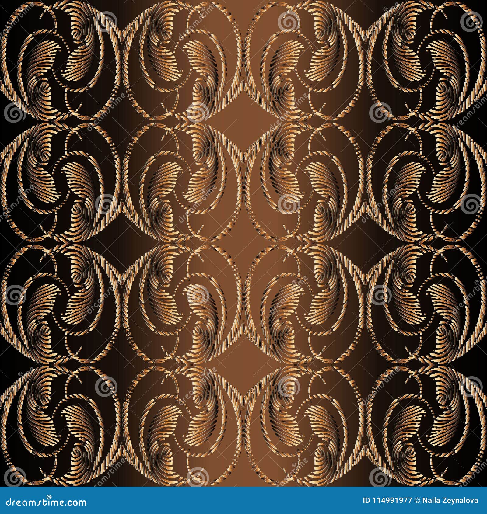 embroidery style 3d baroque seamless pattern.  patterned t