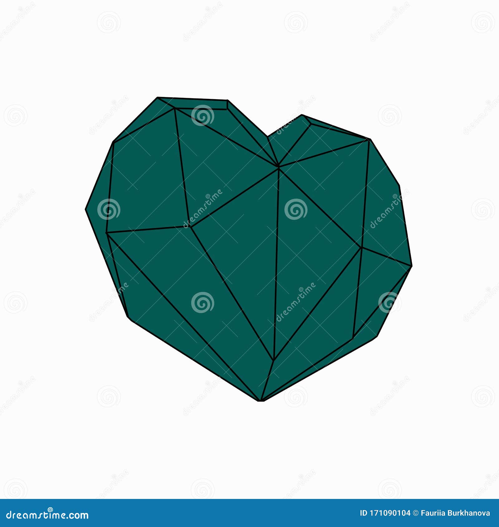 emerald color geometrÃÂ±c heart on a whÃÂ±te background