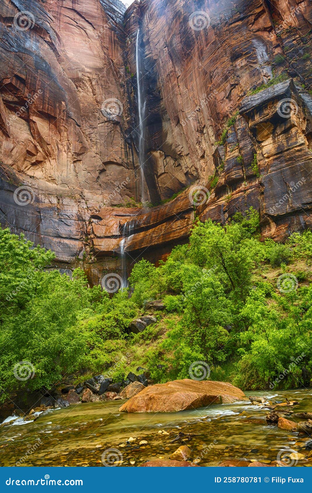 Emerald Falls in Zion National Park in the USA Stock Image Image of